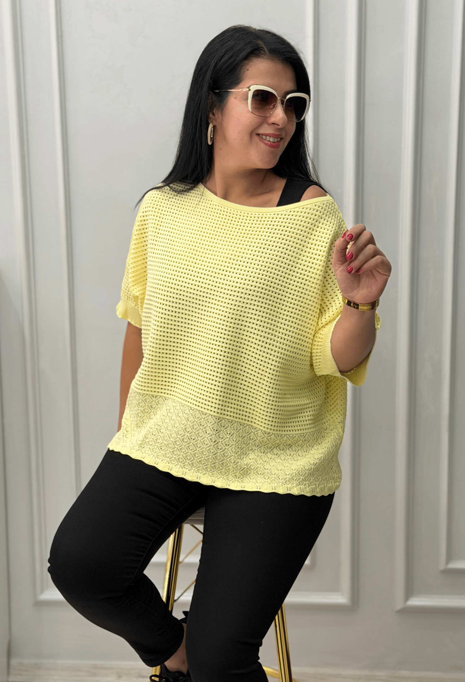 DORA AJURLU TRİKO BLUZ SARI