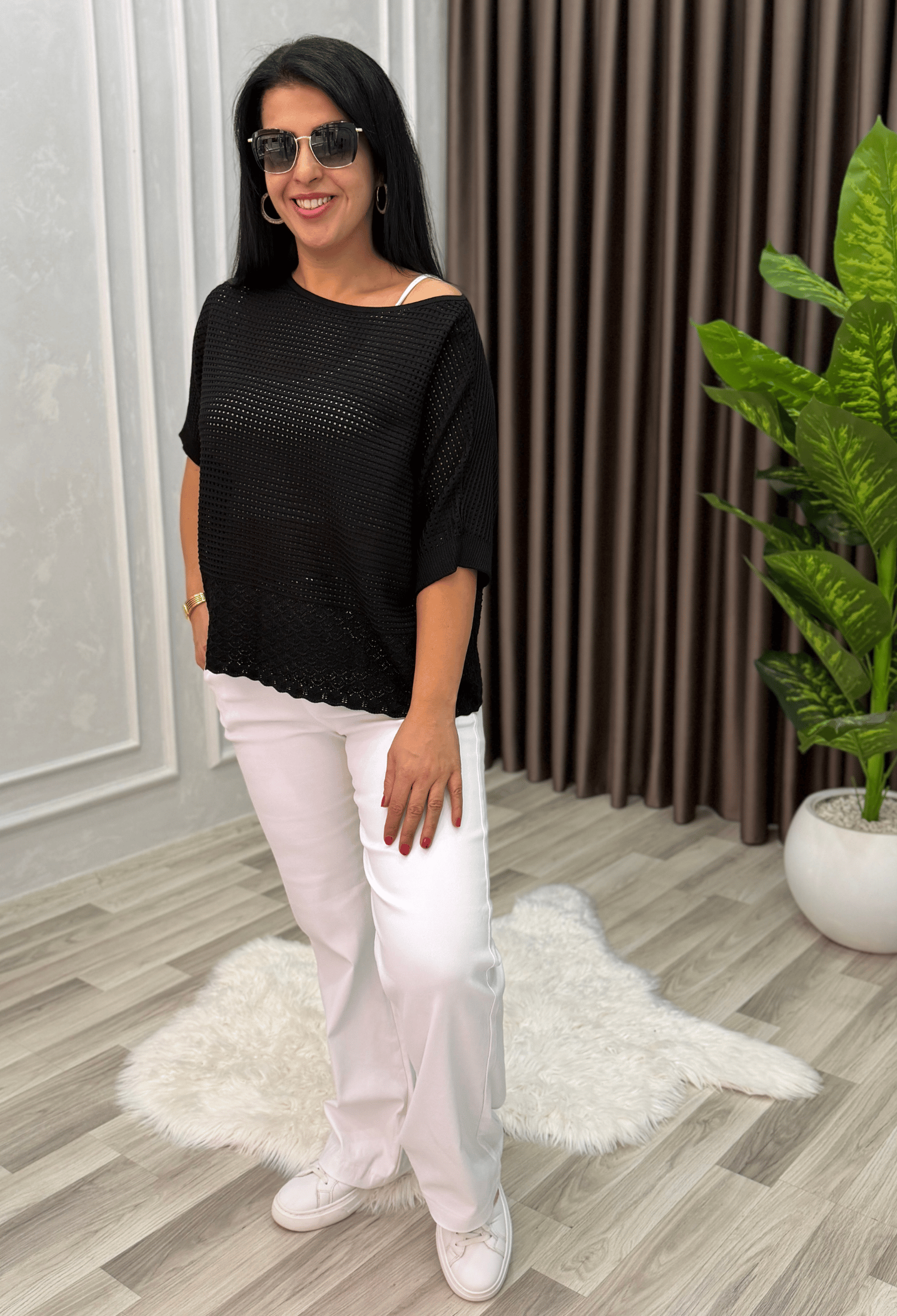 DORA AJURLU TRİKO BLUZ SİYAH