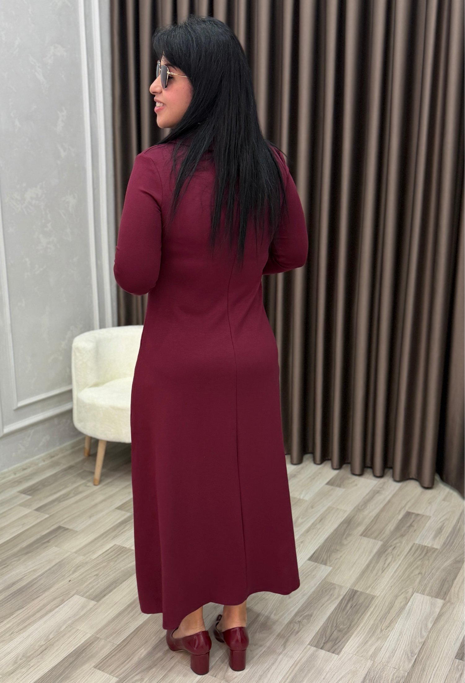 Elegance Form Elbise Bordo