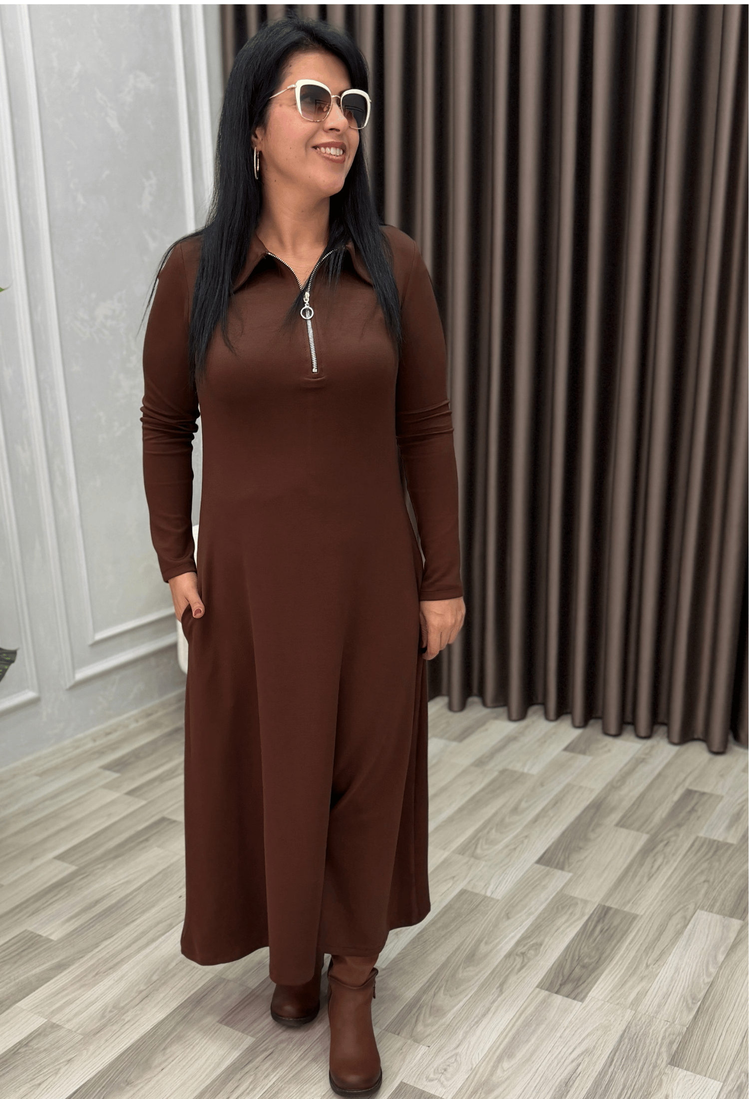 Elegance Form Elbise Kahve