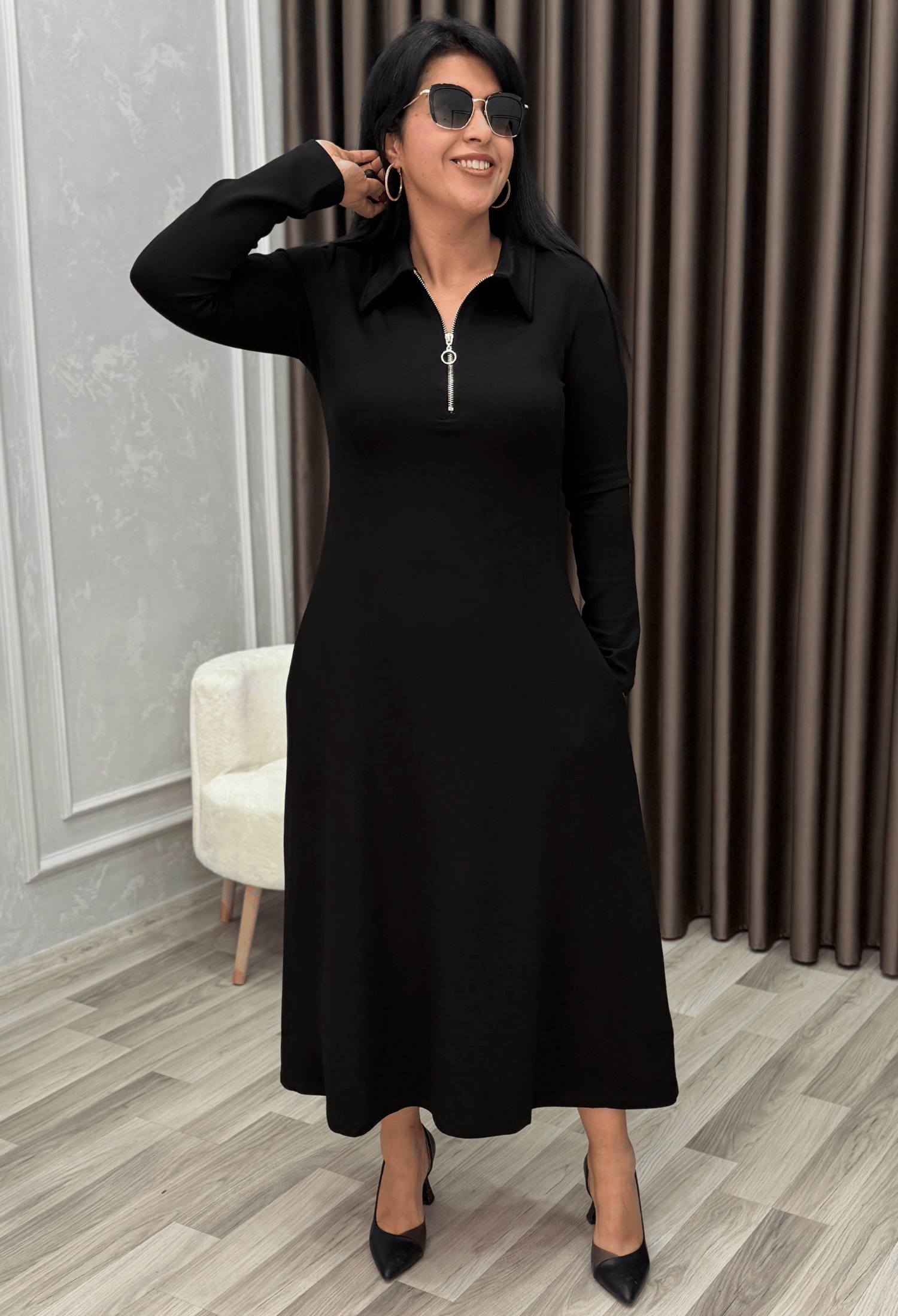 Elegance Form Elbise Siyah