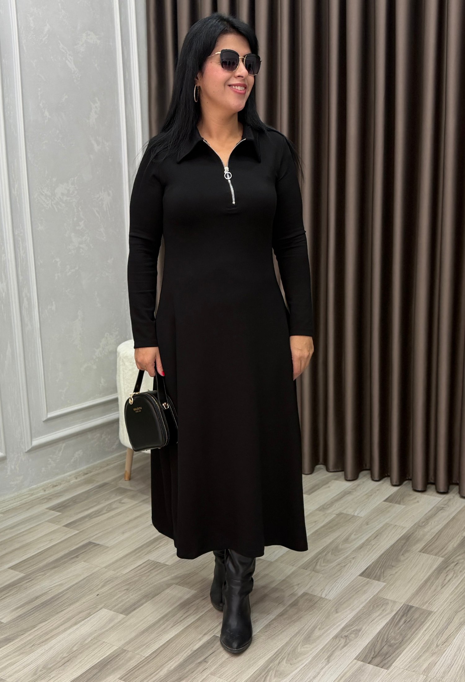 Elegance Form Elbise Siyah