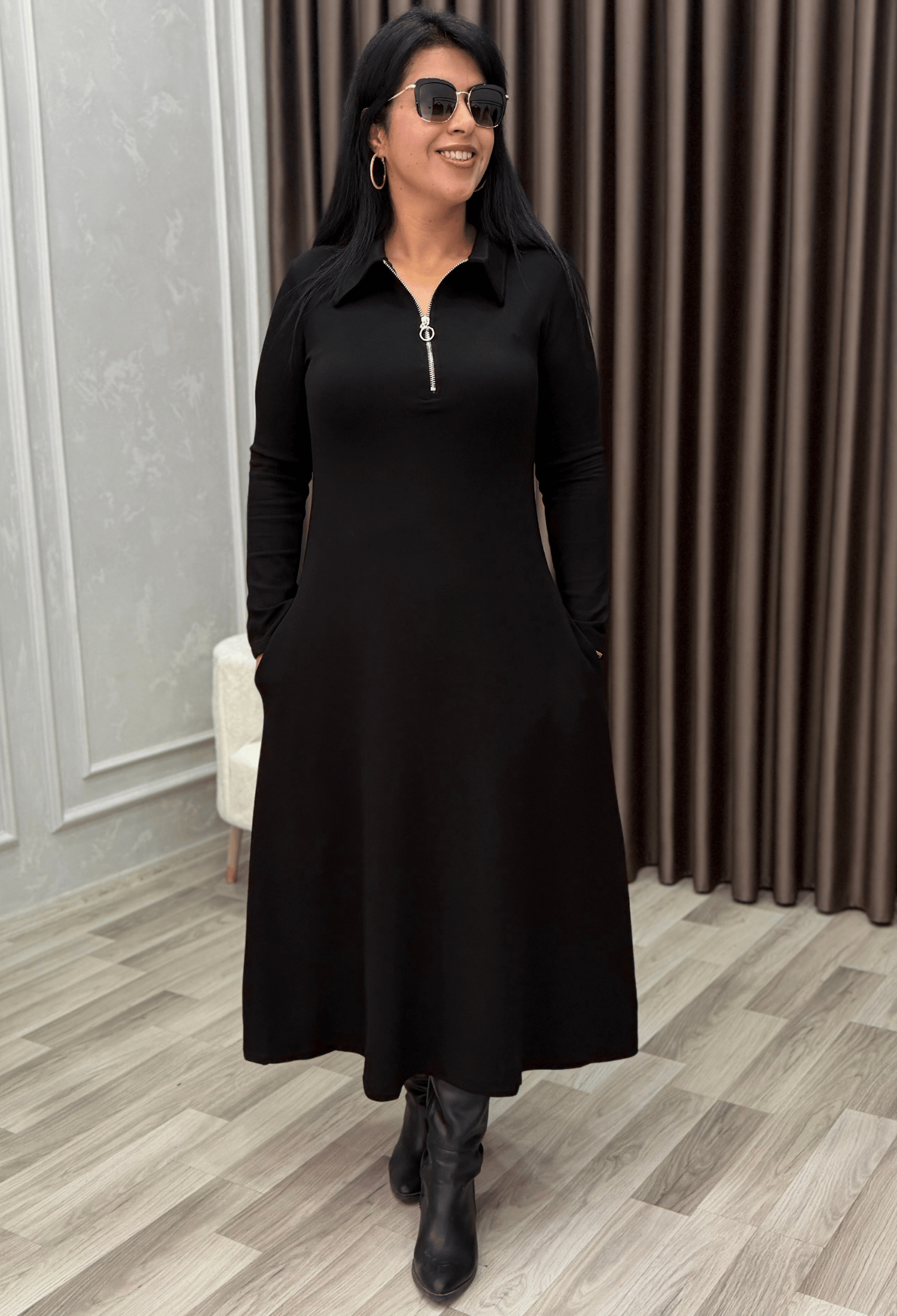 Elegance Form Elbise Siyah