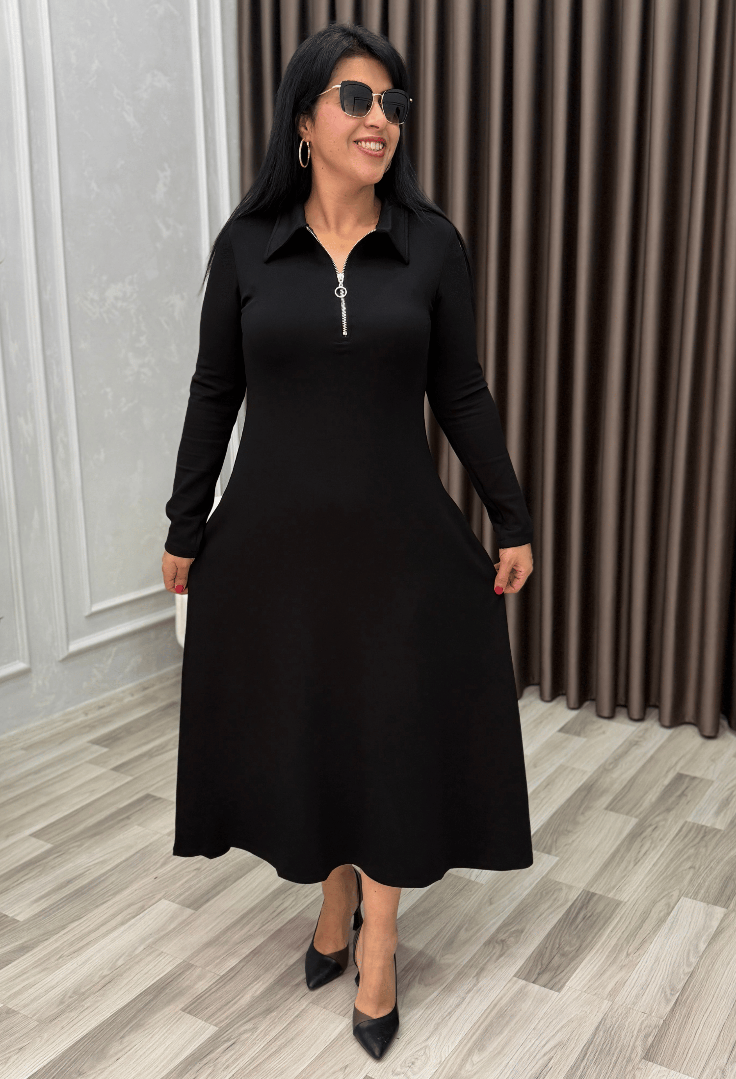 Elegance Form Elbise Siyah