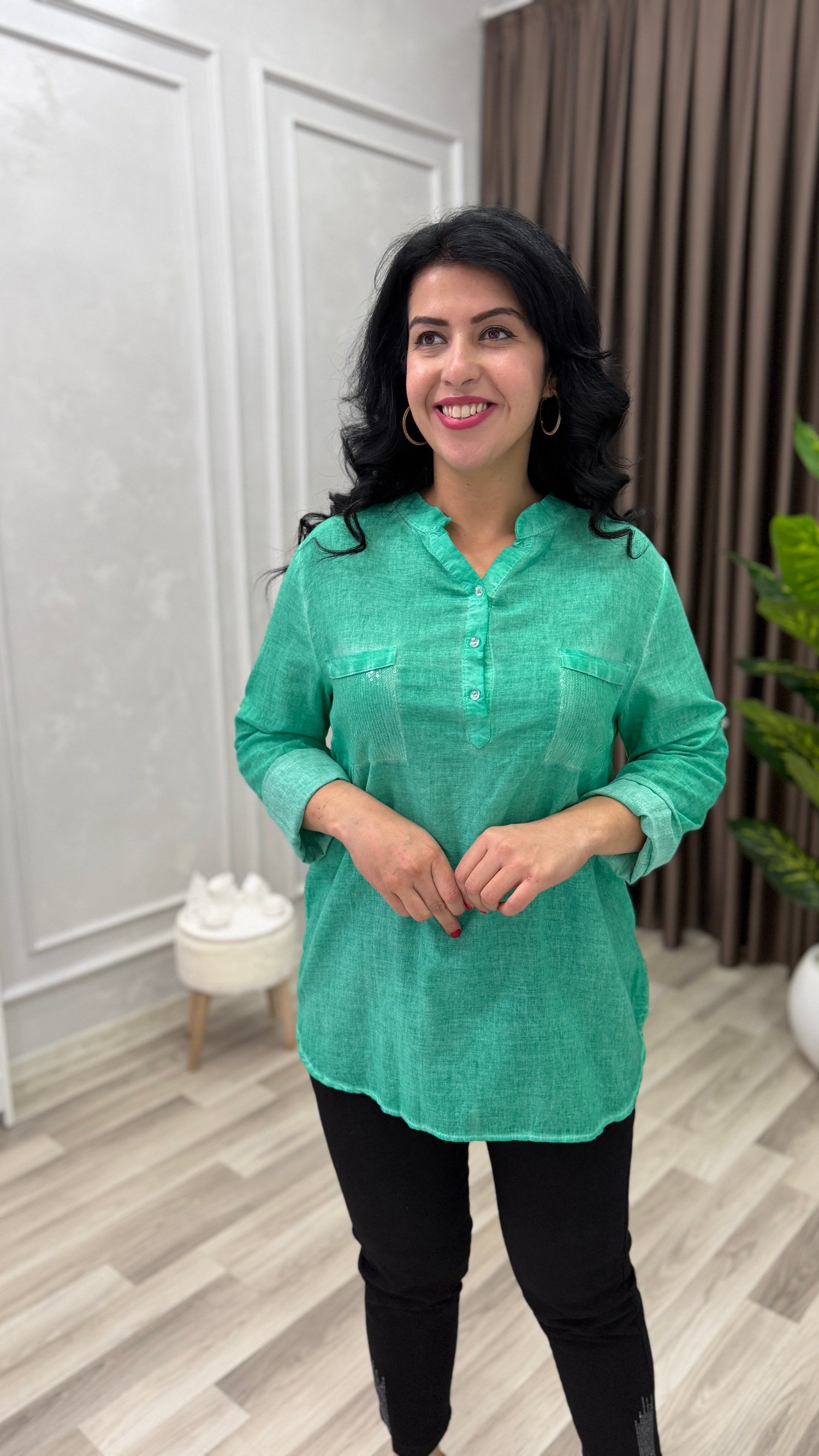 ELEGANZA COMFORT BLUZ YEŞİL