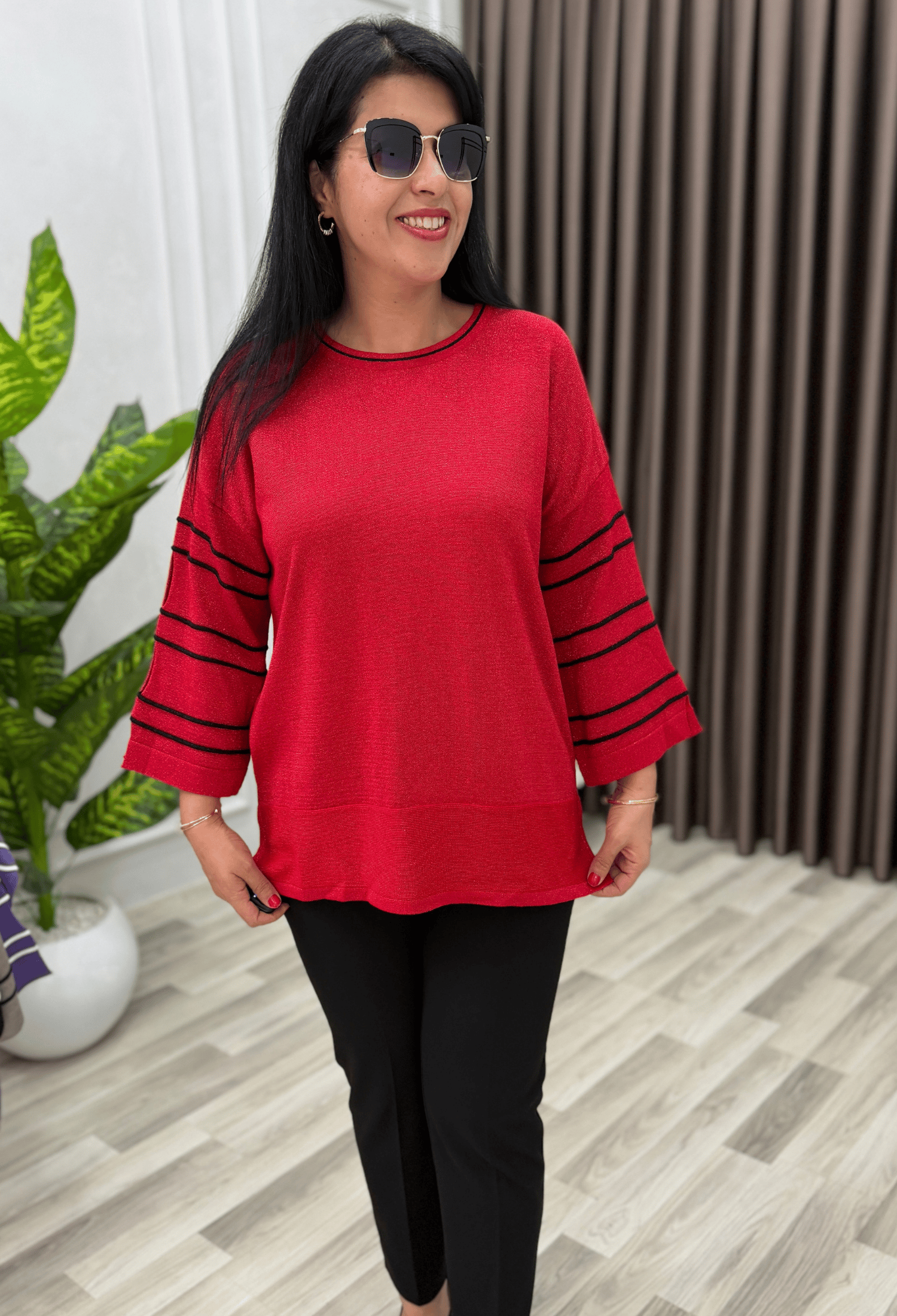 FLORA YIRTMAÇ KOL ELİT TRİKO BLUZ KIRMIZI