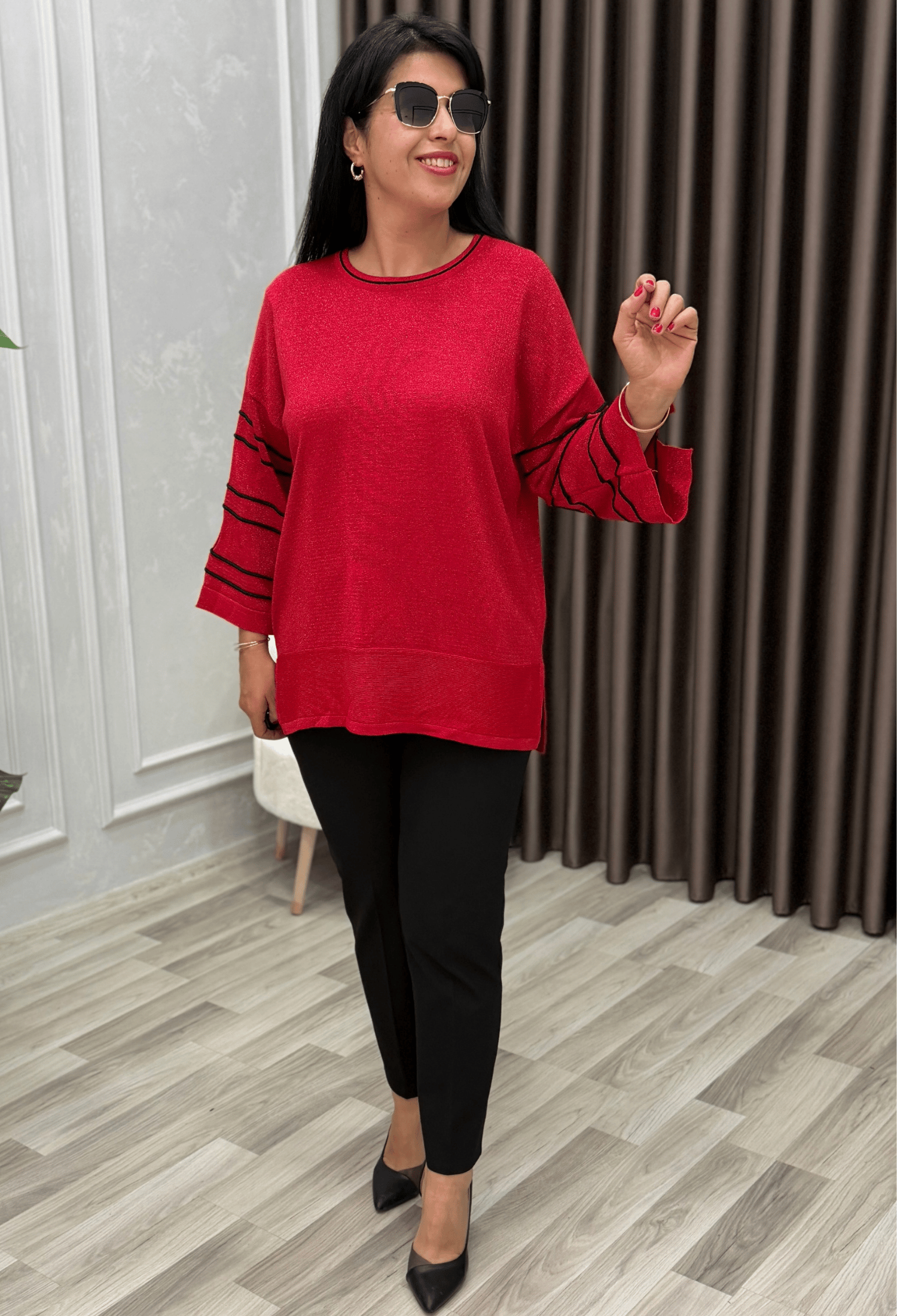 FLORA YIRTMAÇ KOL ELİT TRİKO BLUZ KIRMIZI
