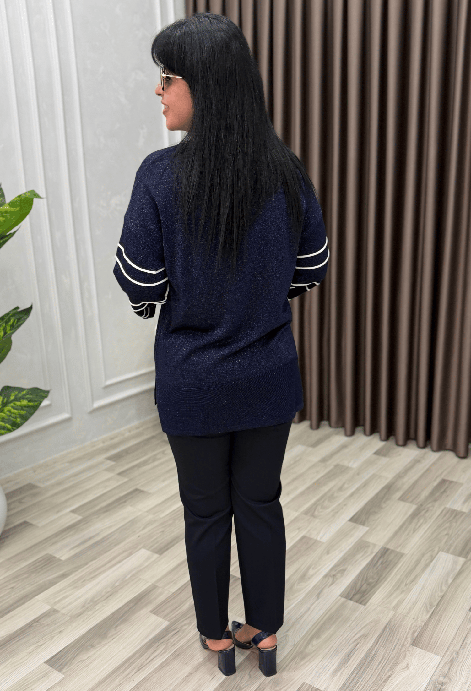 FLORA YIRTMAÇ KOL ELİT TRİKO BLUZ LACİVERT