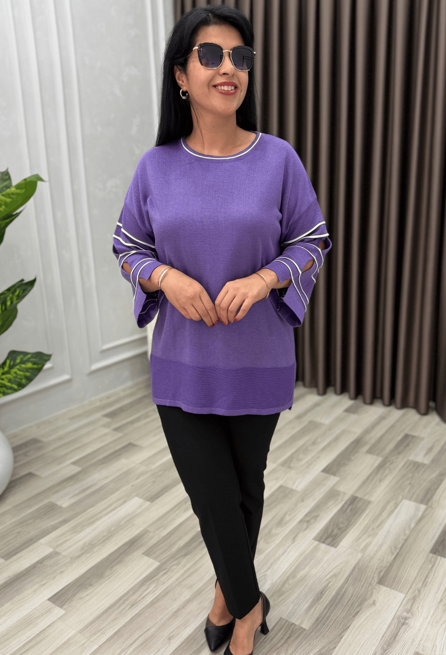 FLORA YIRTMAÇ KOL ELİT TRİKO BLUZ LİLA
