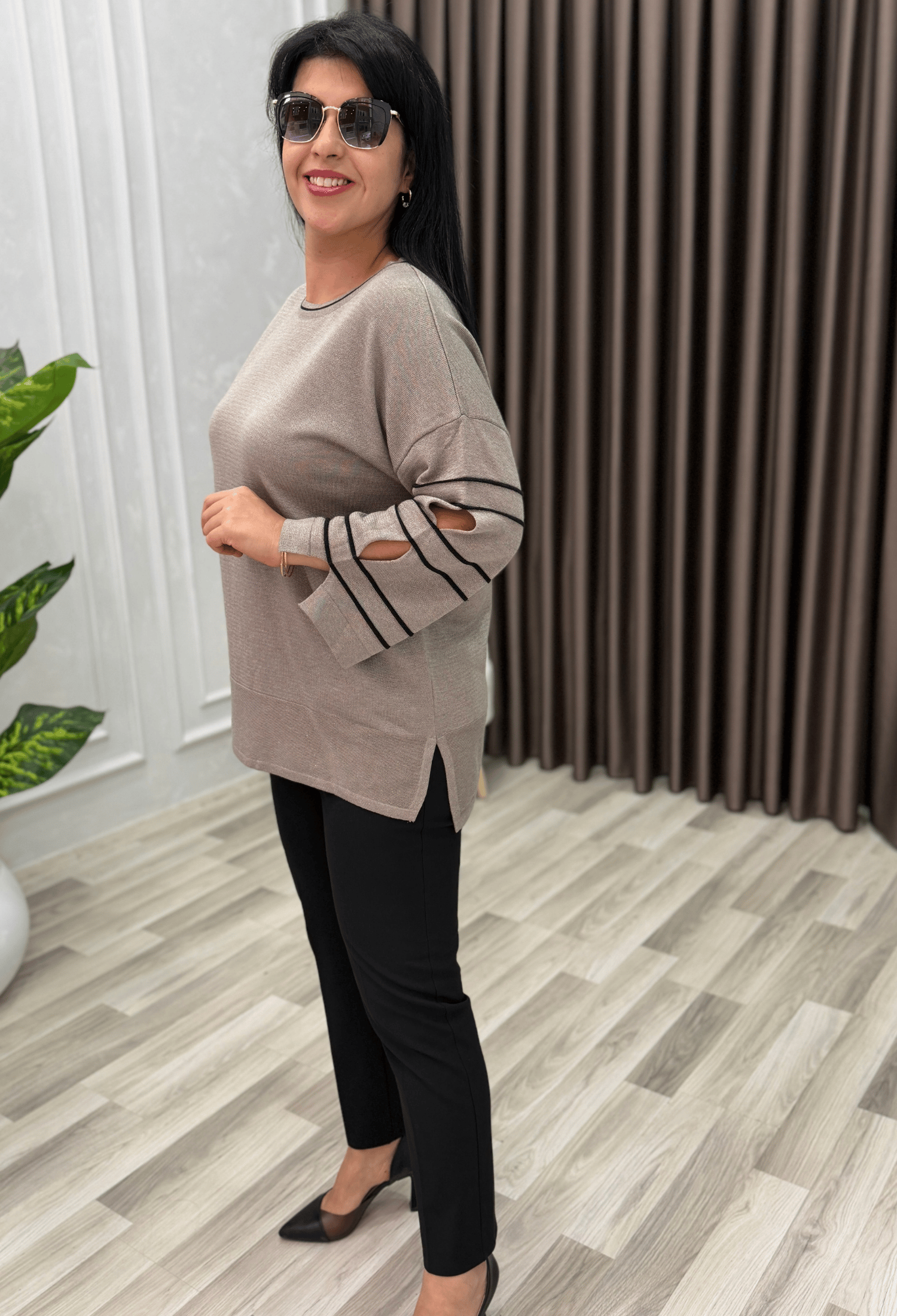 FLORA YIRTMAÇ KOL ELİT TRİKO BLUZ VİZON