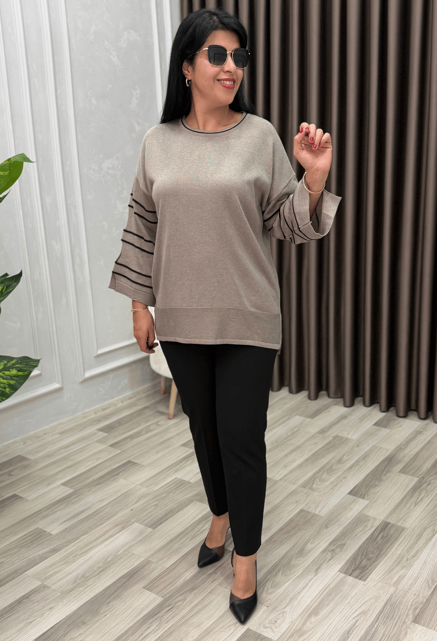 FLORA YIRTMAÇ KOL ELİT TRİKO BLUZ VİZON