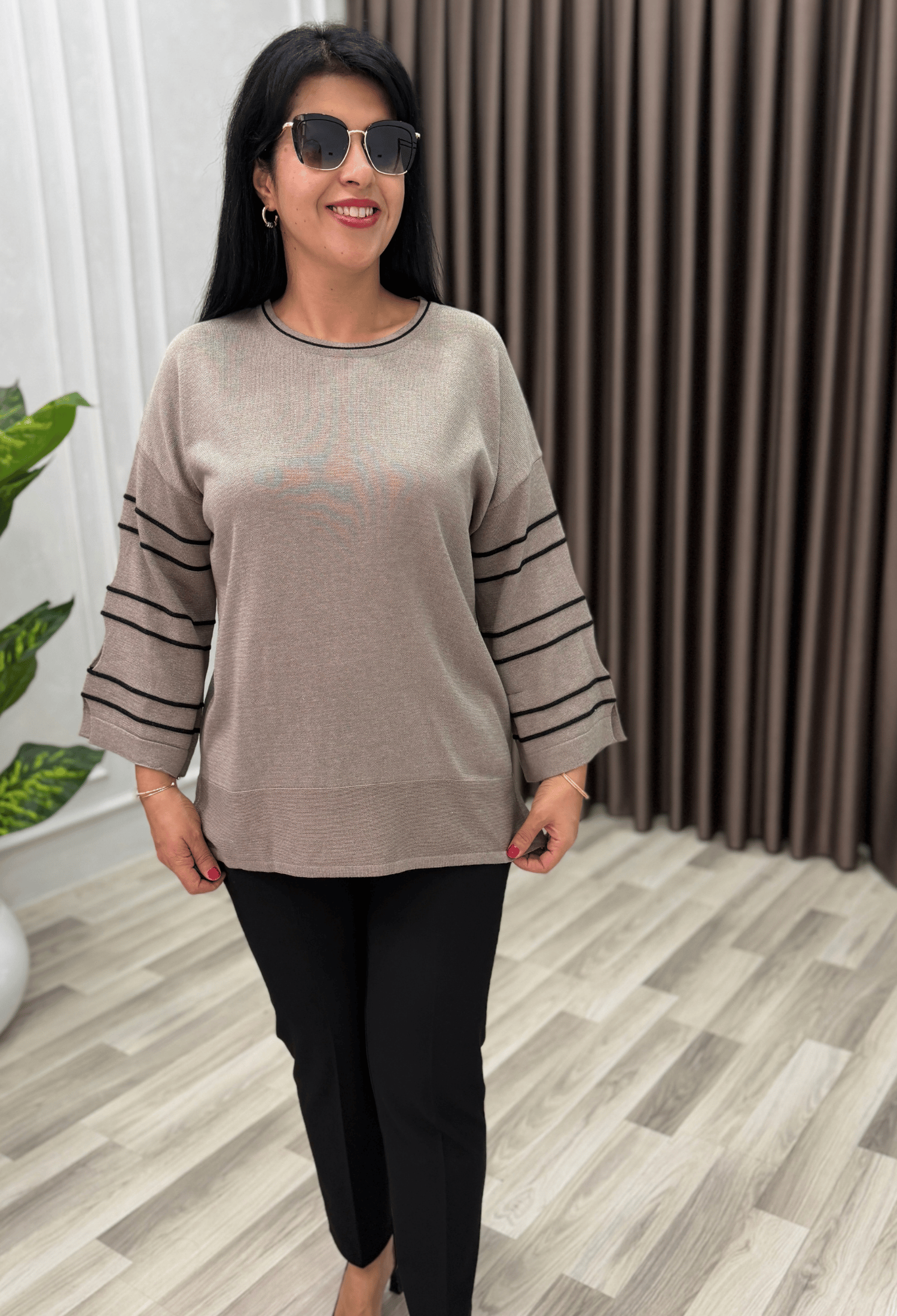 FLORA YIRTMAÇ KOL ELİT TRİKO BLUZ VİZON