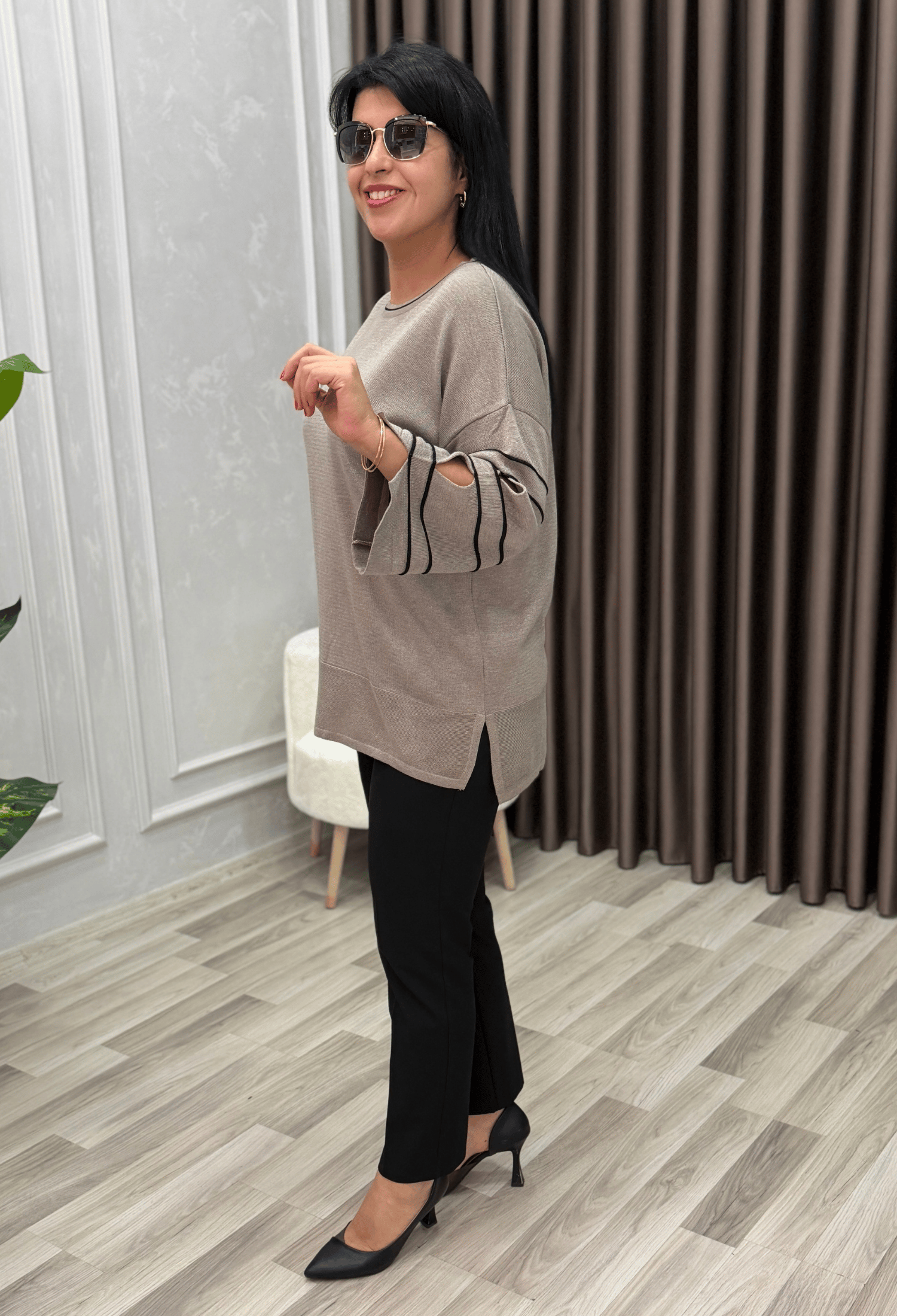 FLORA YIRTMAÇ KOL ELİT TRİKO BLUZ VİZON