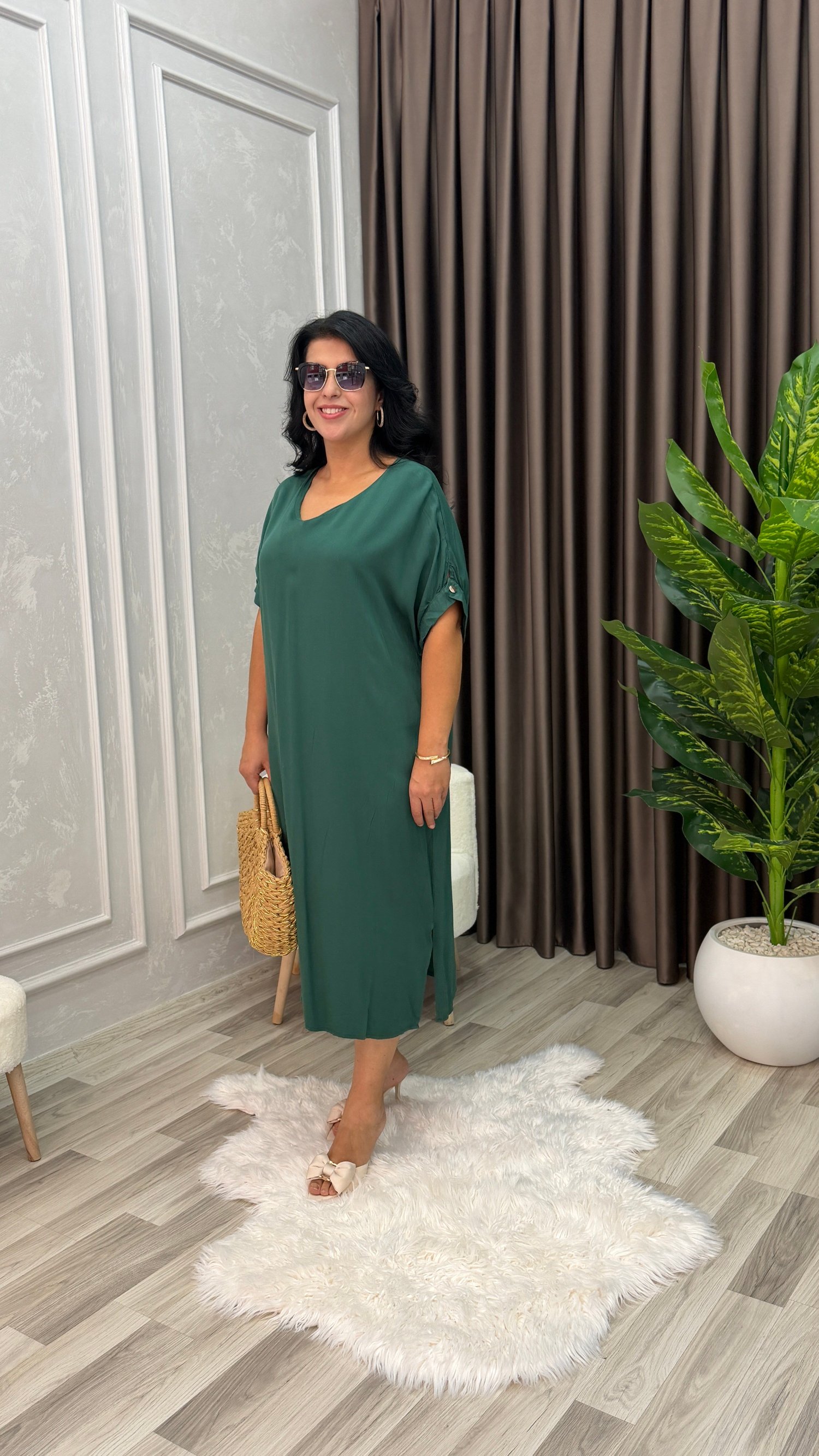 GÜLCE COMFORT ELBİSE YEŞİL