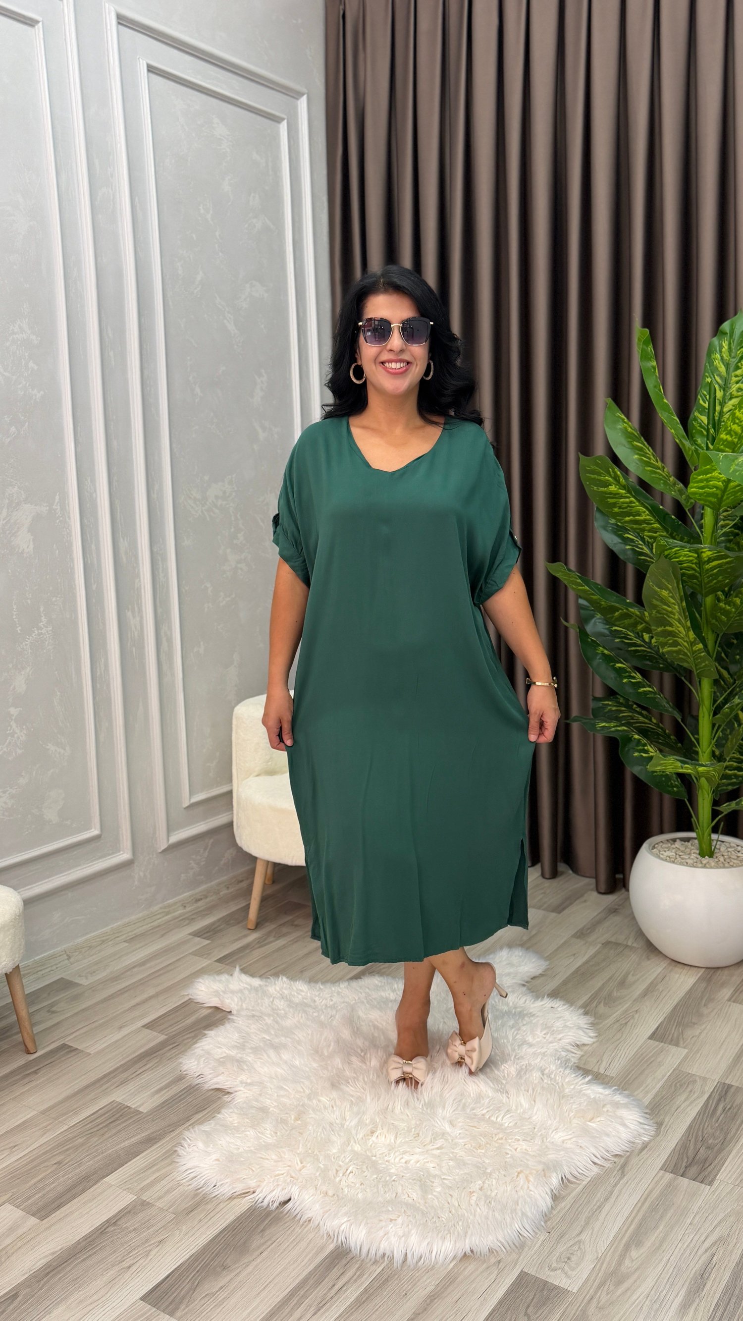 GÜLCE COMFORT ELBİSE YEŞİL