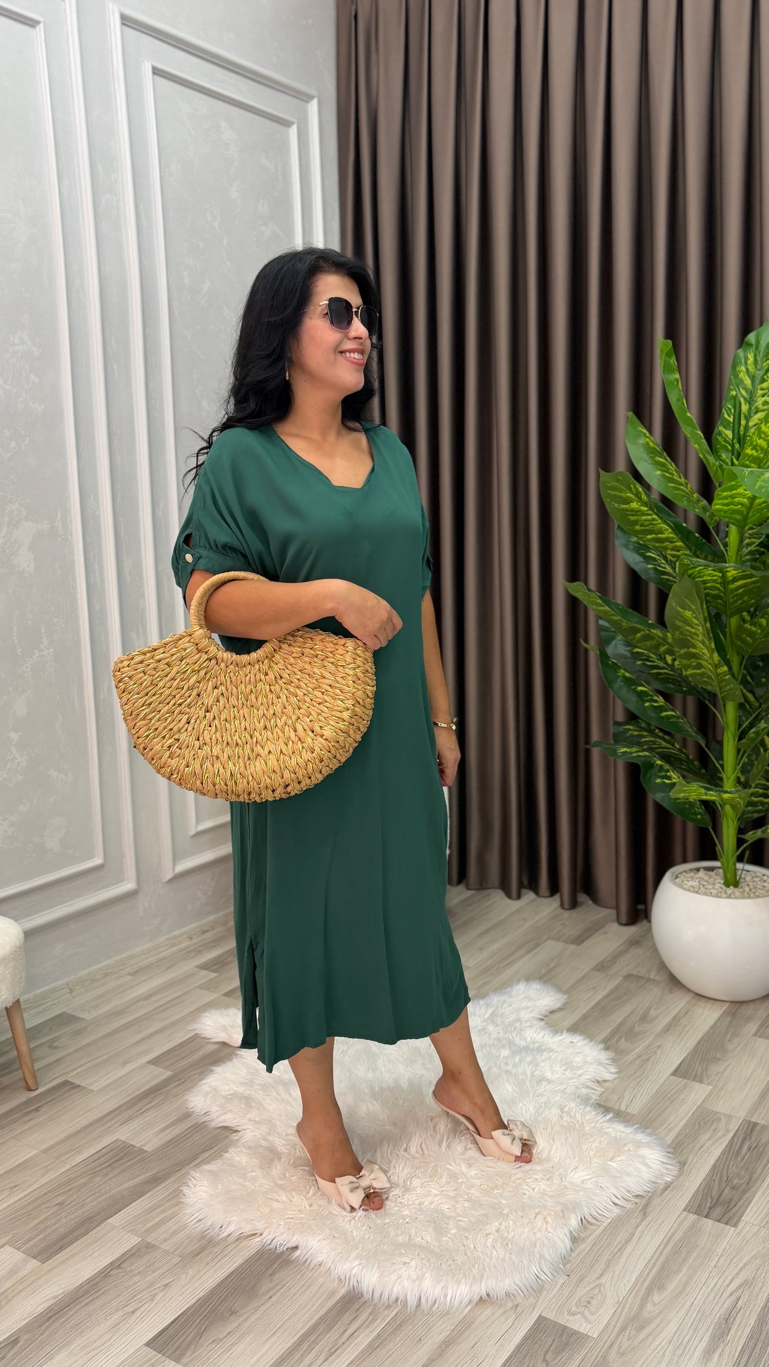 GÜLCE COMFORT ELBİSE YEŞİL