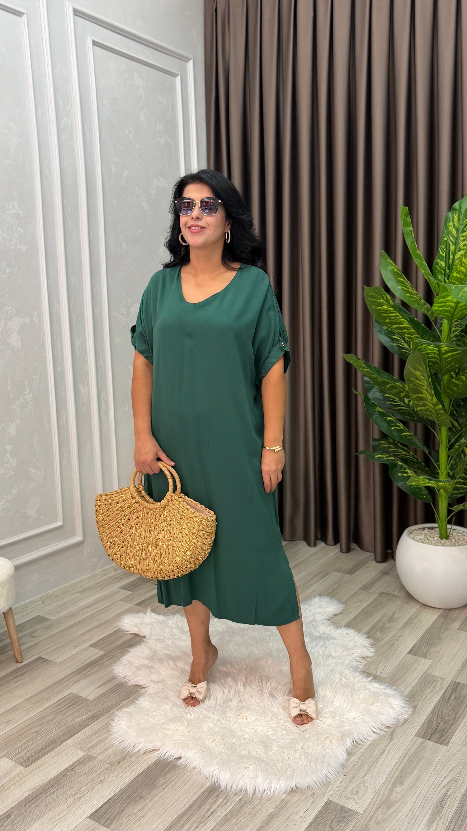 GÜLCE COMFORT ELBİSE YEŞİL