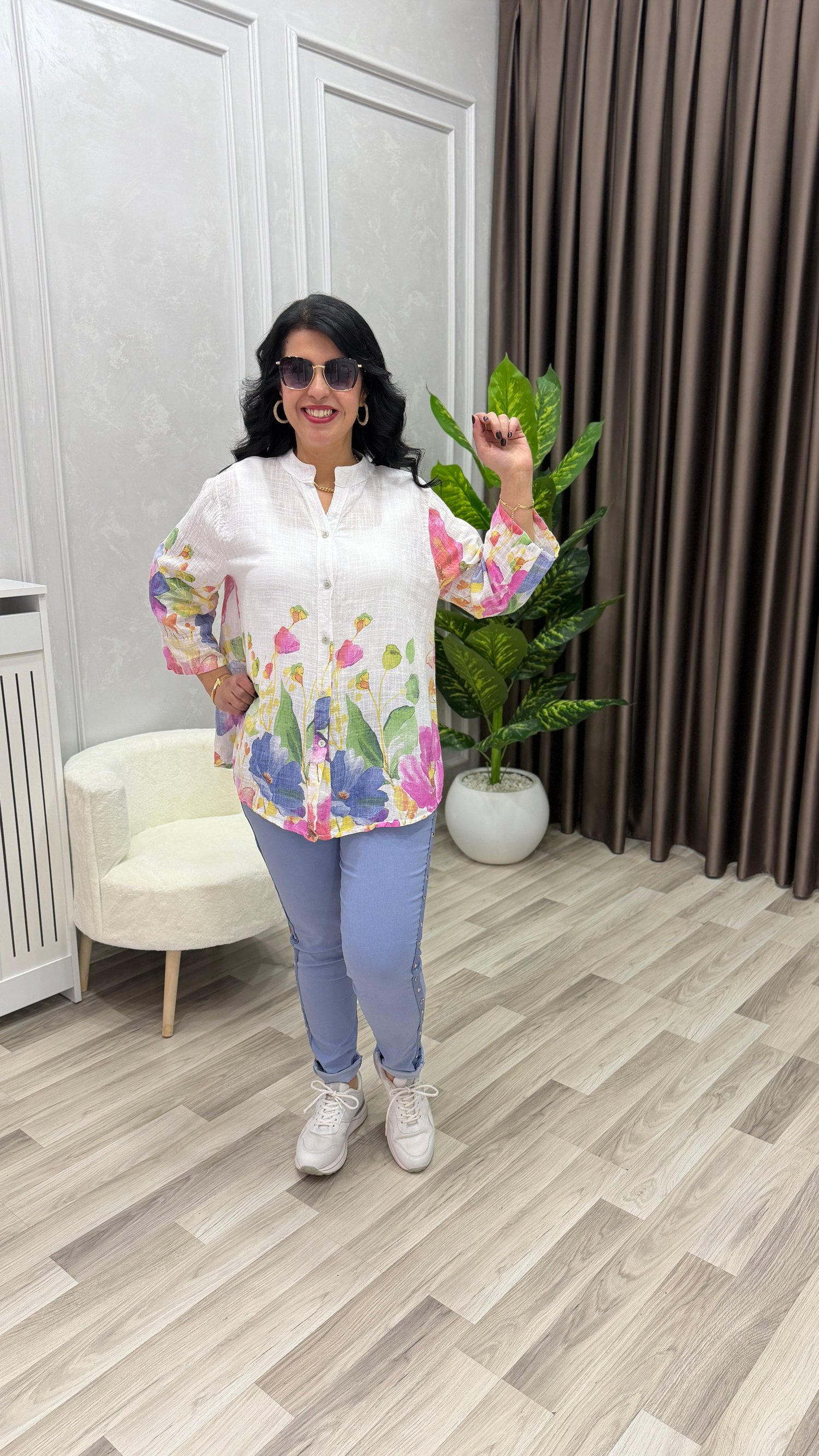 İTALYAN MODEL DESENLİ GÖMLEK BEYAZ 