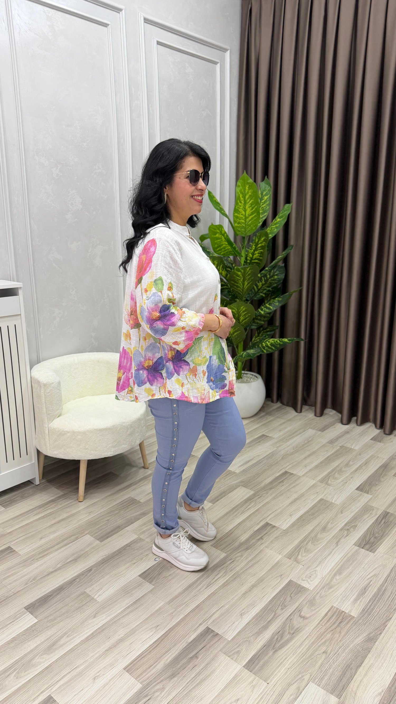 İTALYAN MODEL DESENLİ GÖMLEK BEYAZ 