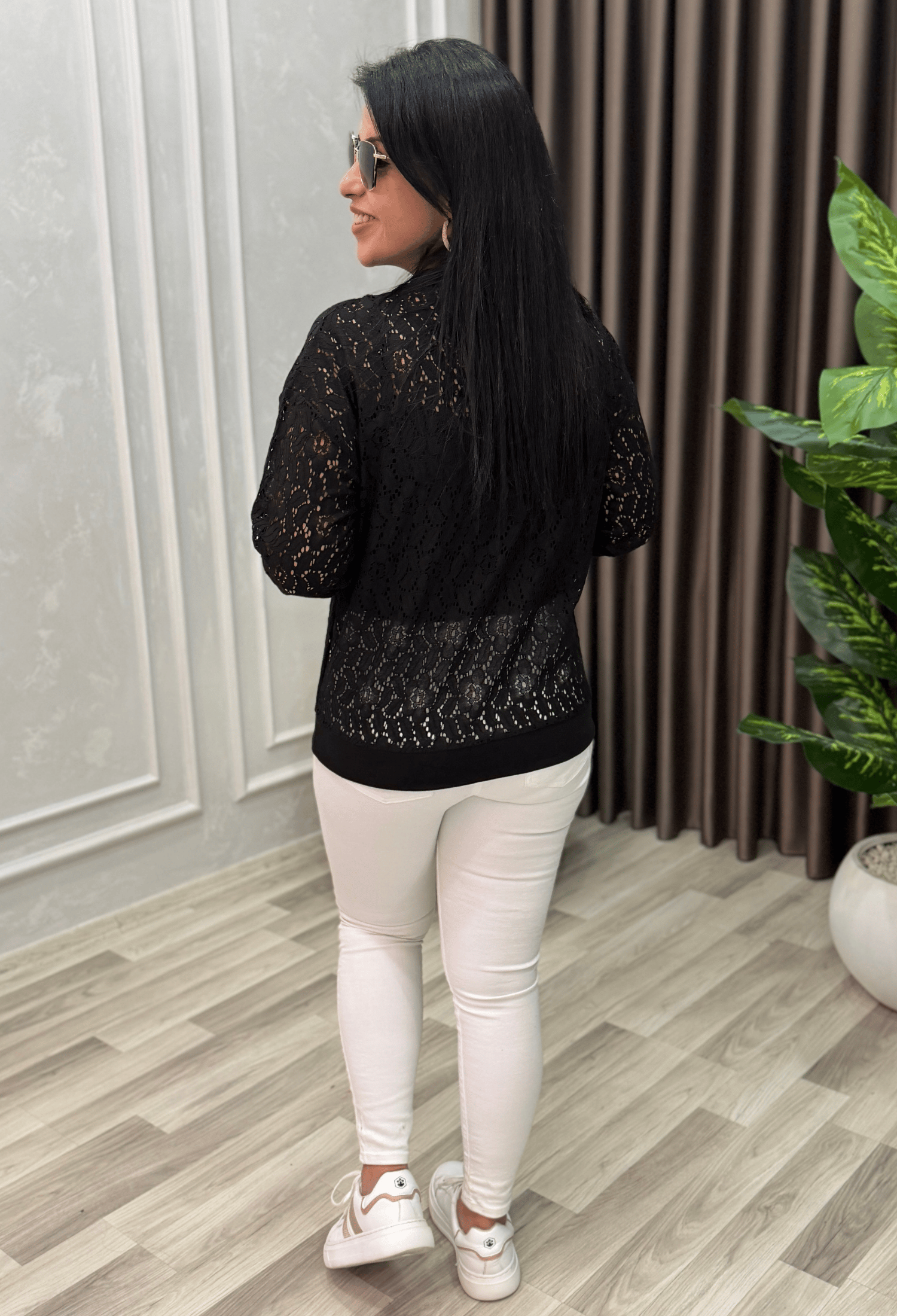 LAVINA AJURLU BLUZ SİYAH