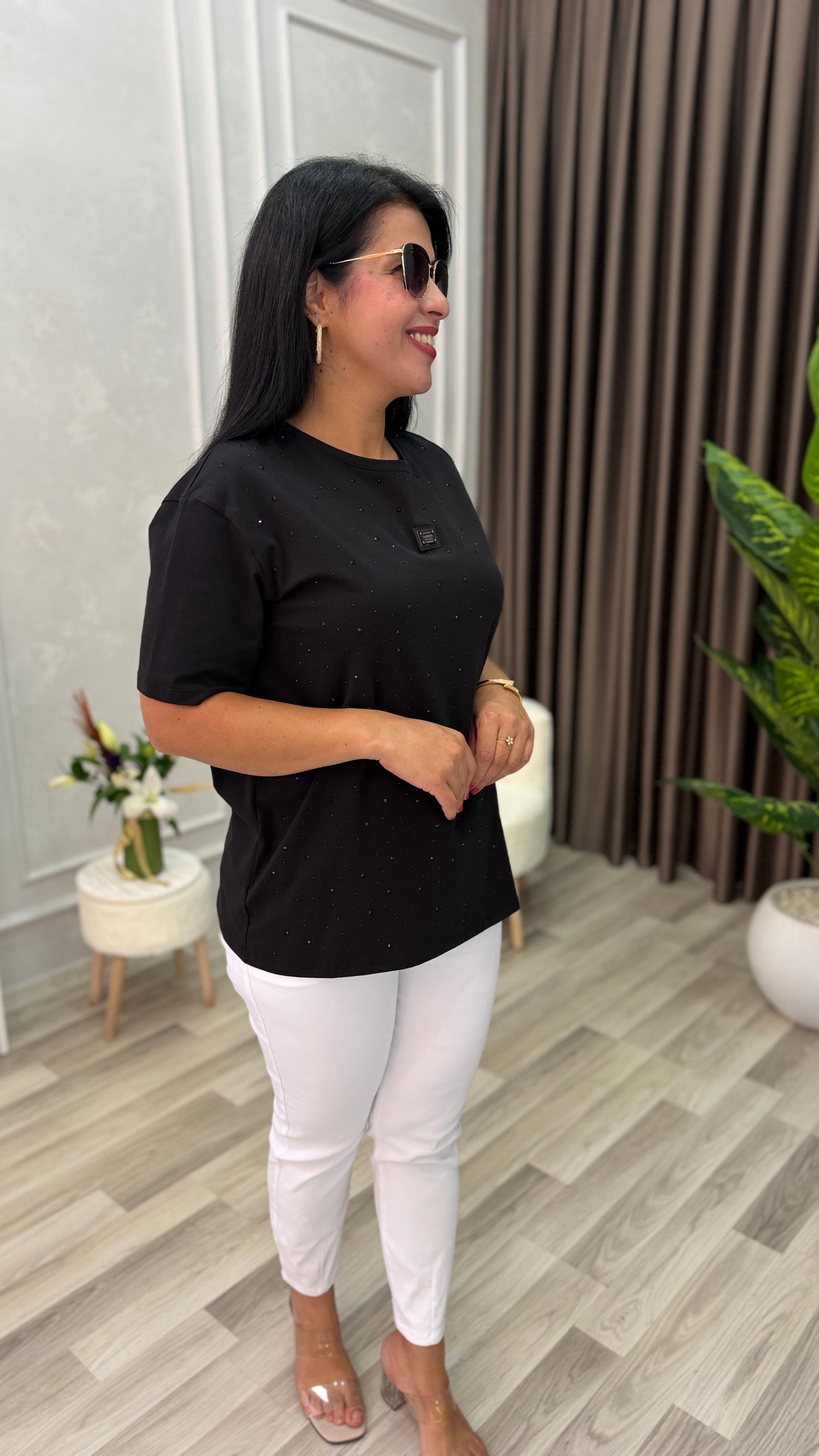 LINA SHINE TSHIRT / BLUZ SİYAH