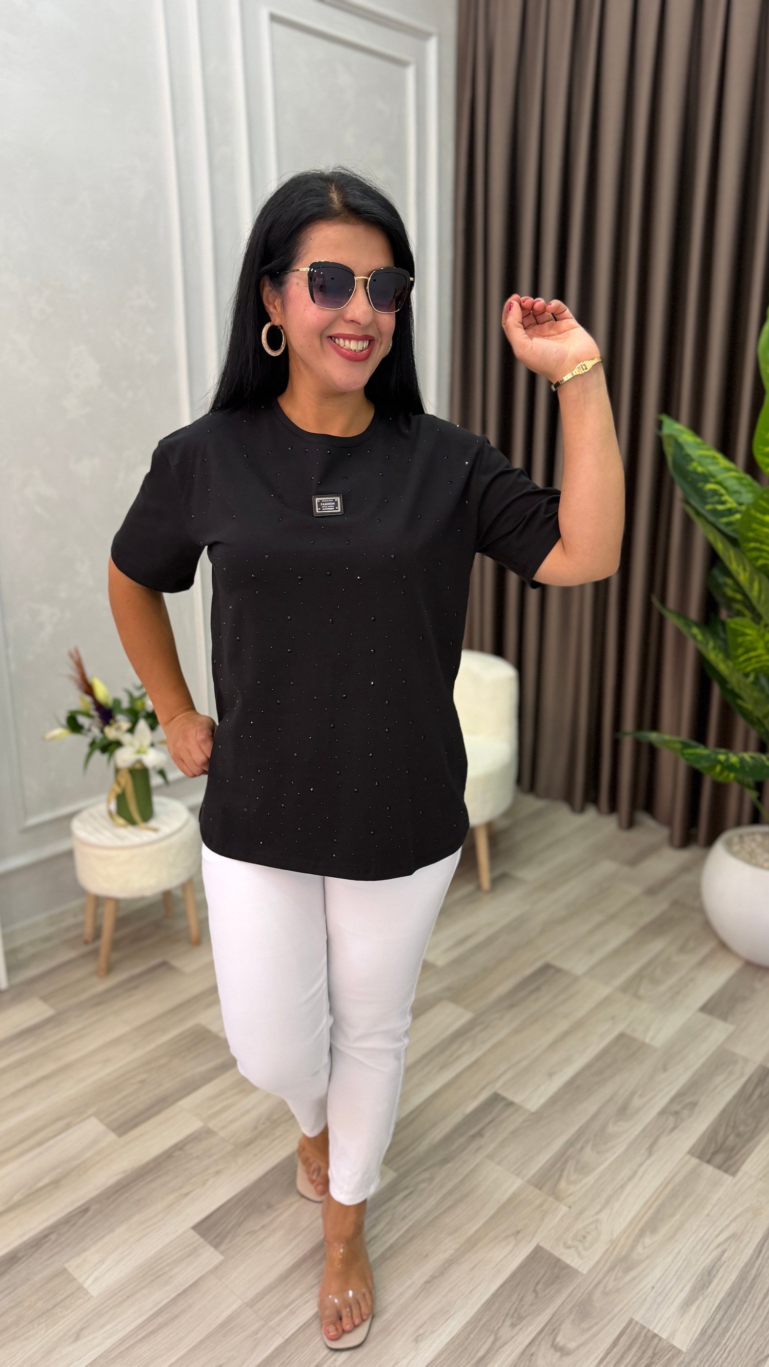 LINA SHINE TSHIRT / BLUZ SİYAH