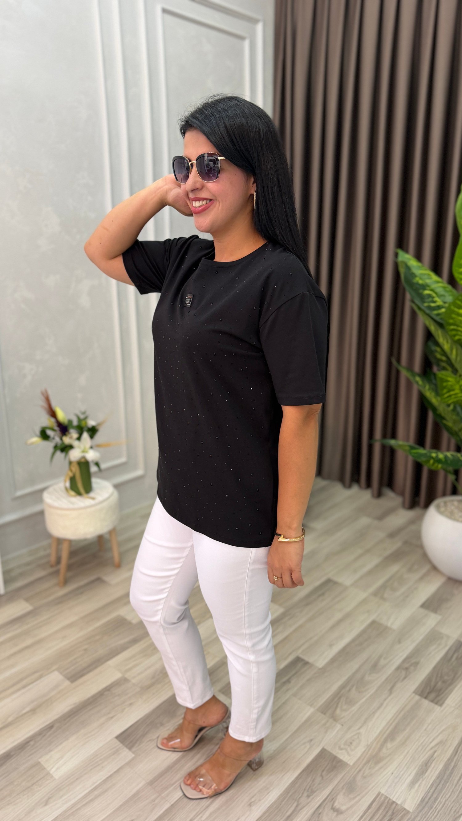 LINA SHINE TSHIRT / BLUZ SİYAH