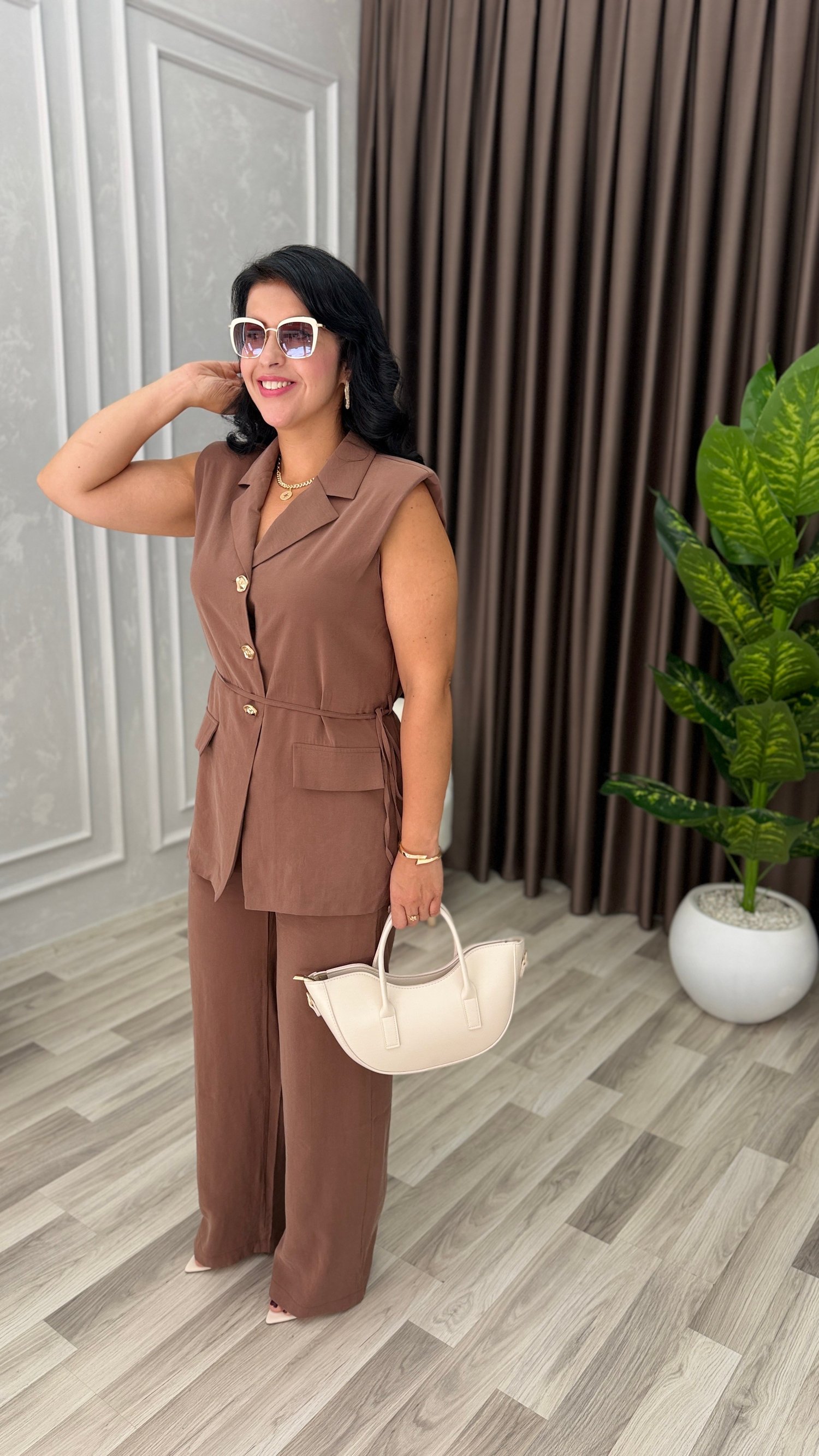 LINA SOFT TENSEL TAKIM KAHVERENGİ