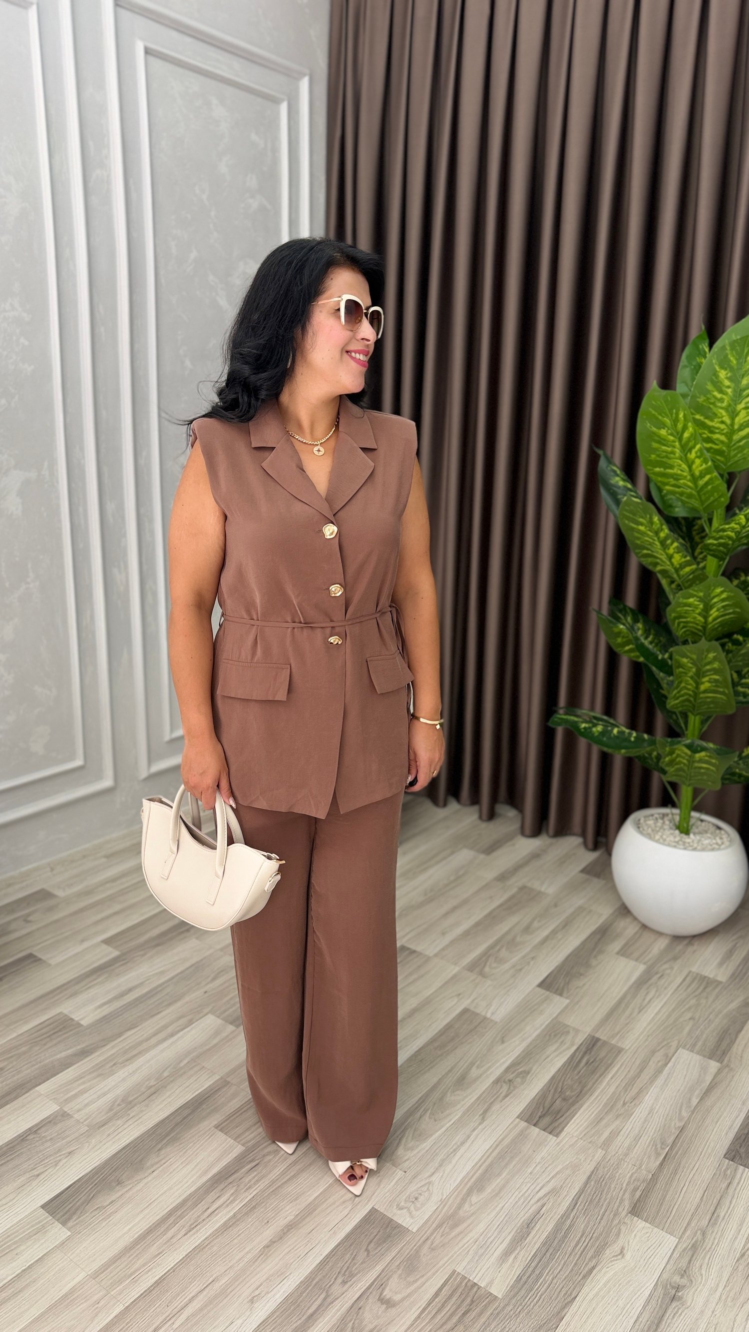 LINA SOFT TENSEL TAKIM KAHVERENGİ