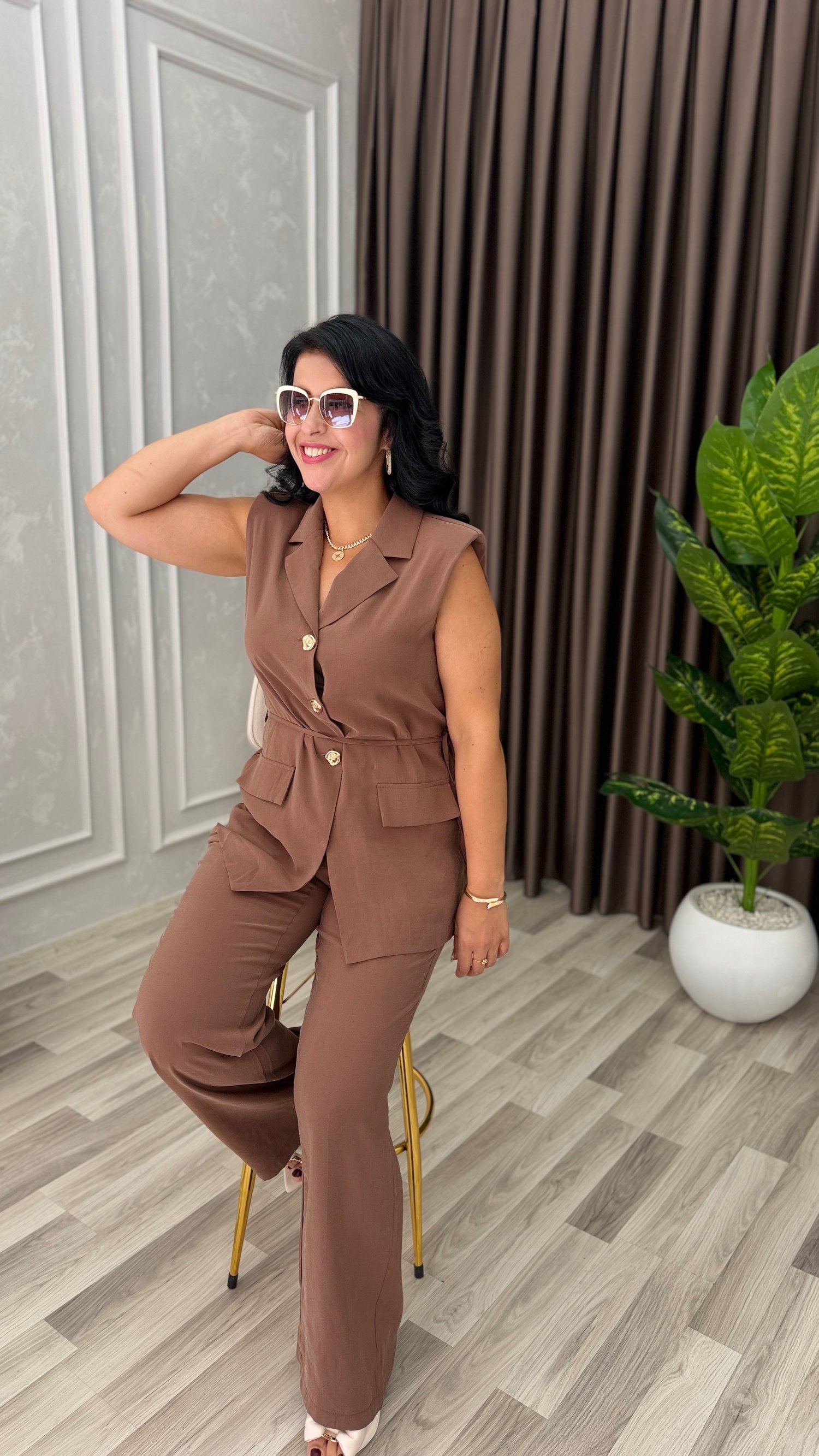 LINA SOFT TENSEL TAKIM KAHVERENGİ