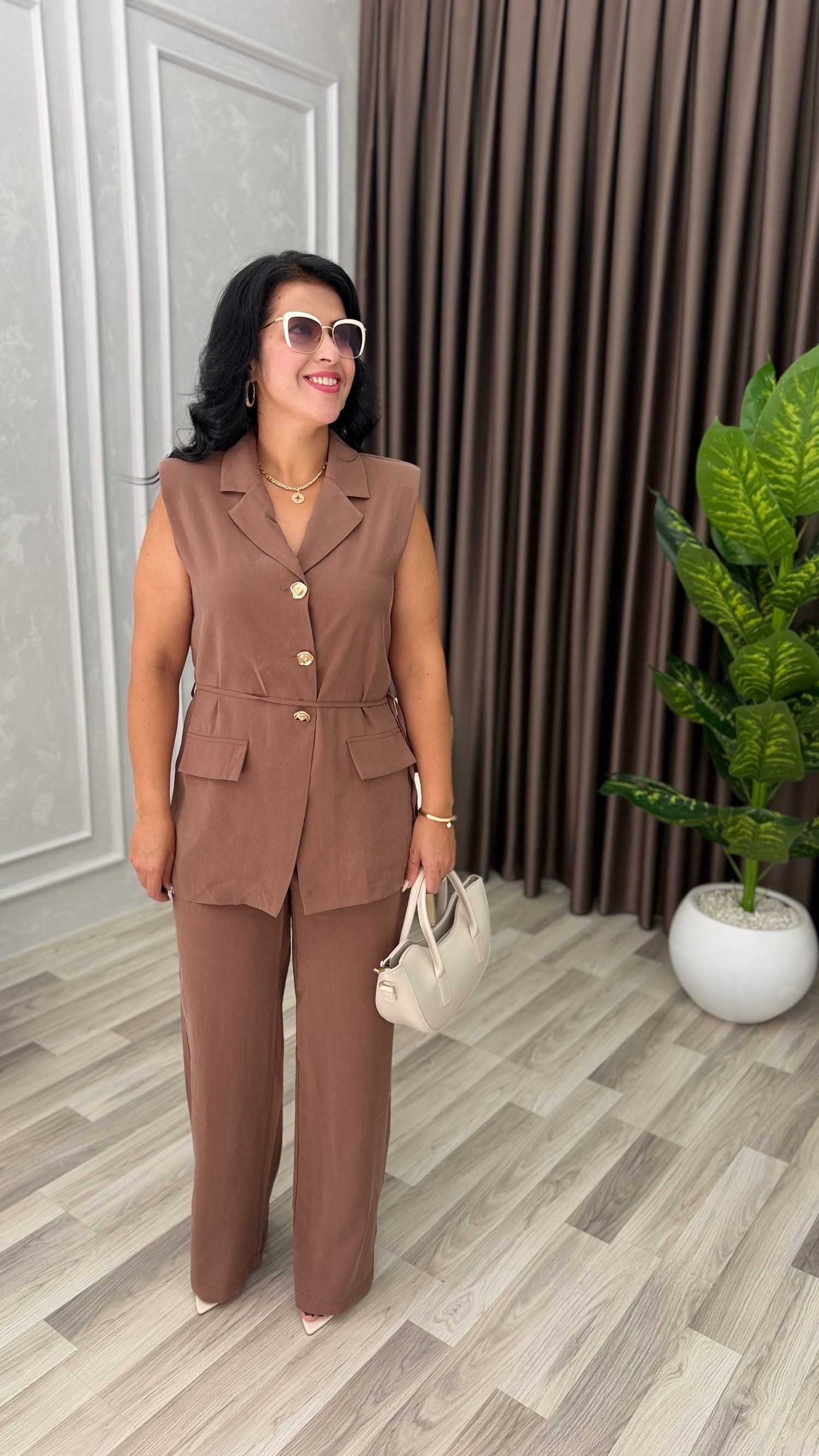 LINA SOFT TENSEL TAKIM KAHVERENGİ