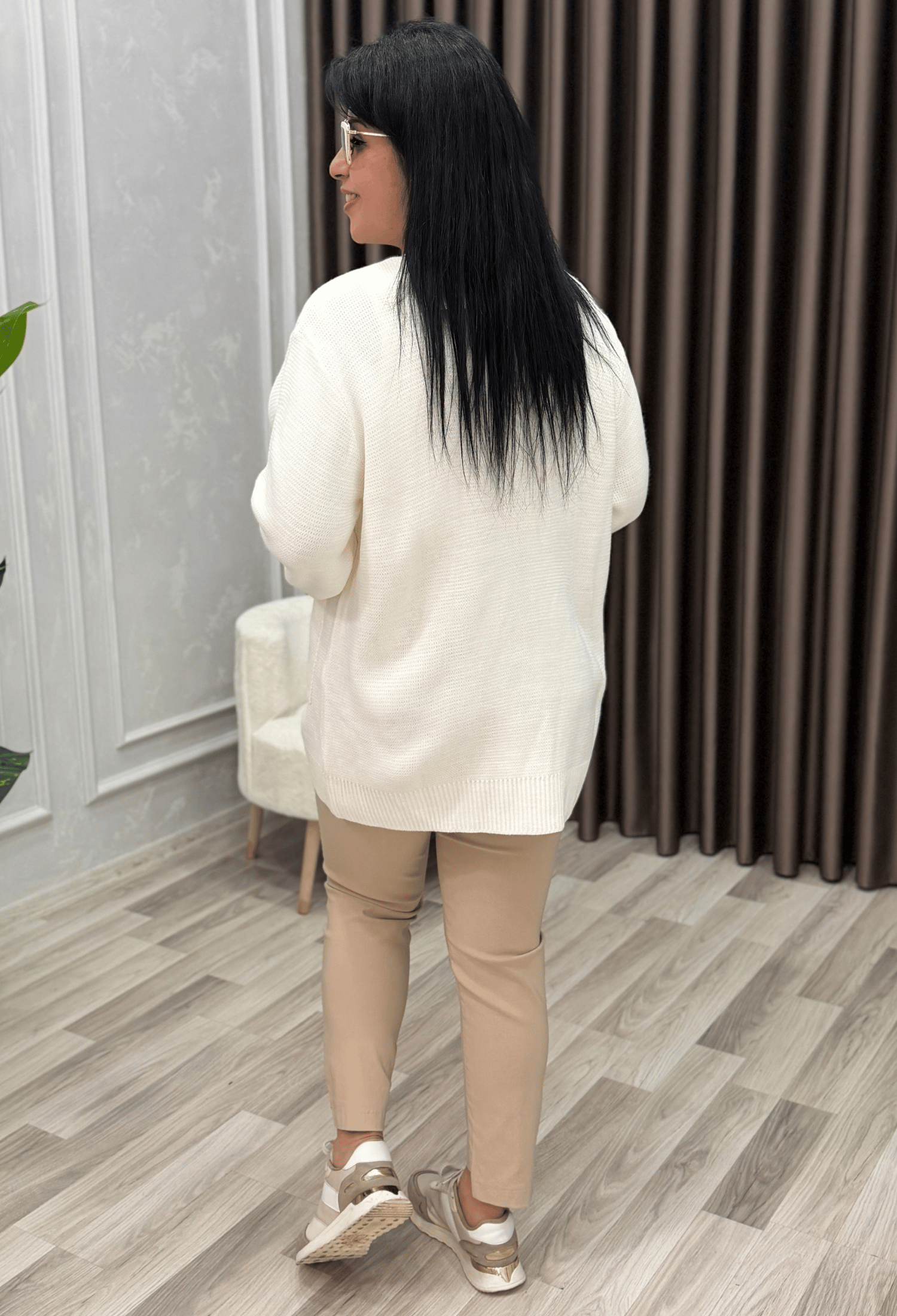 LIORA ÇELİK DOKUMA HIRKA EKRU