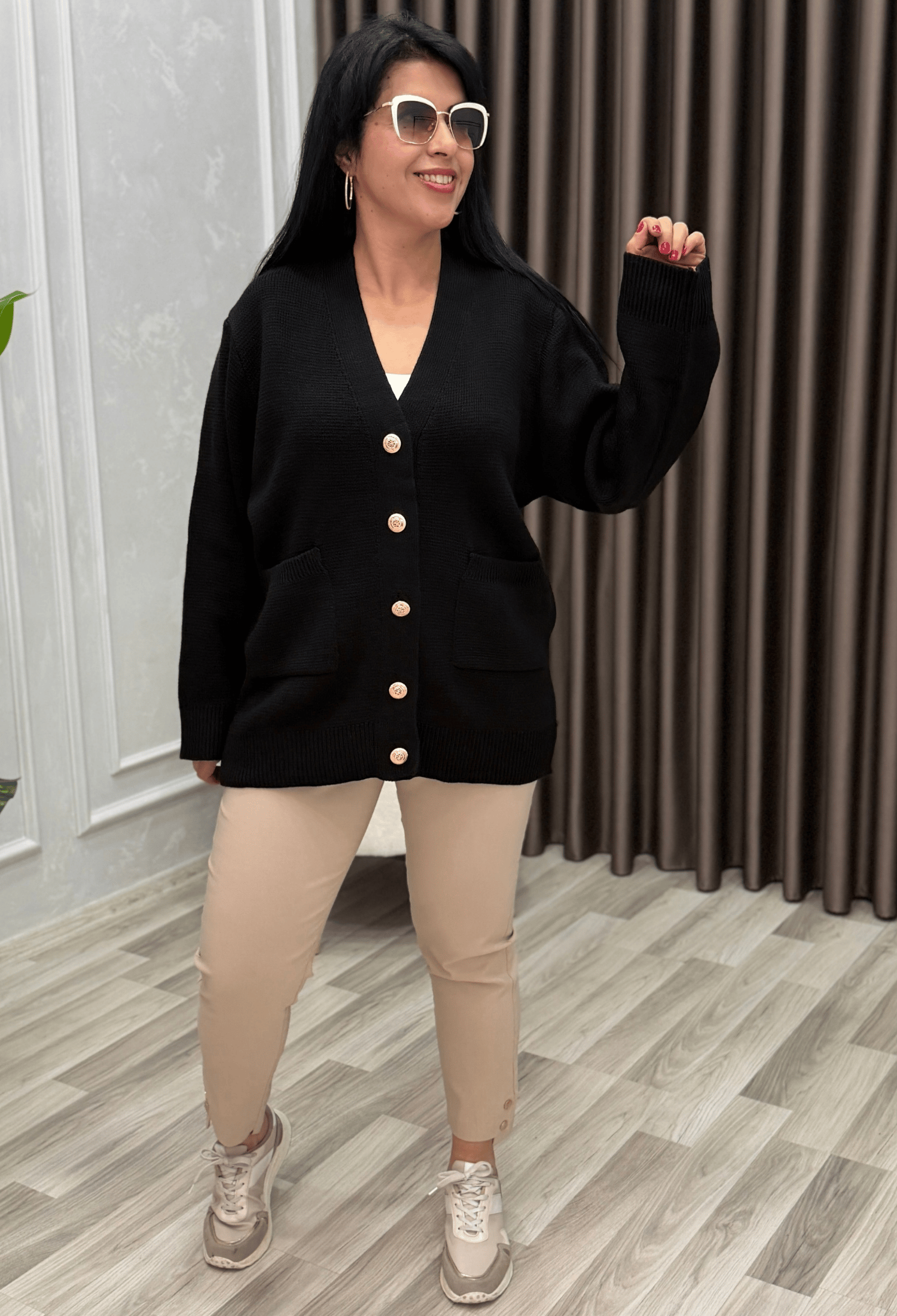 LIORA ÇELİK DOKUMA HIRKA SİYAH