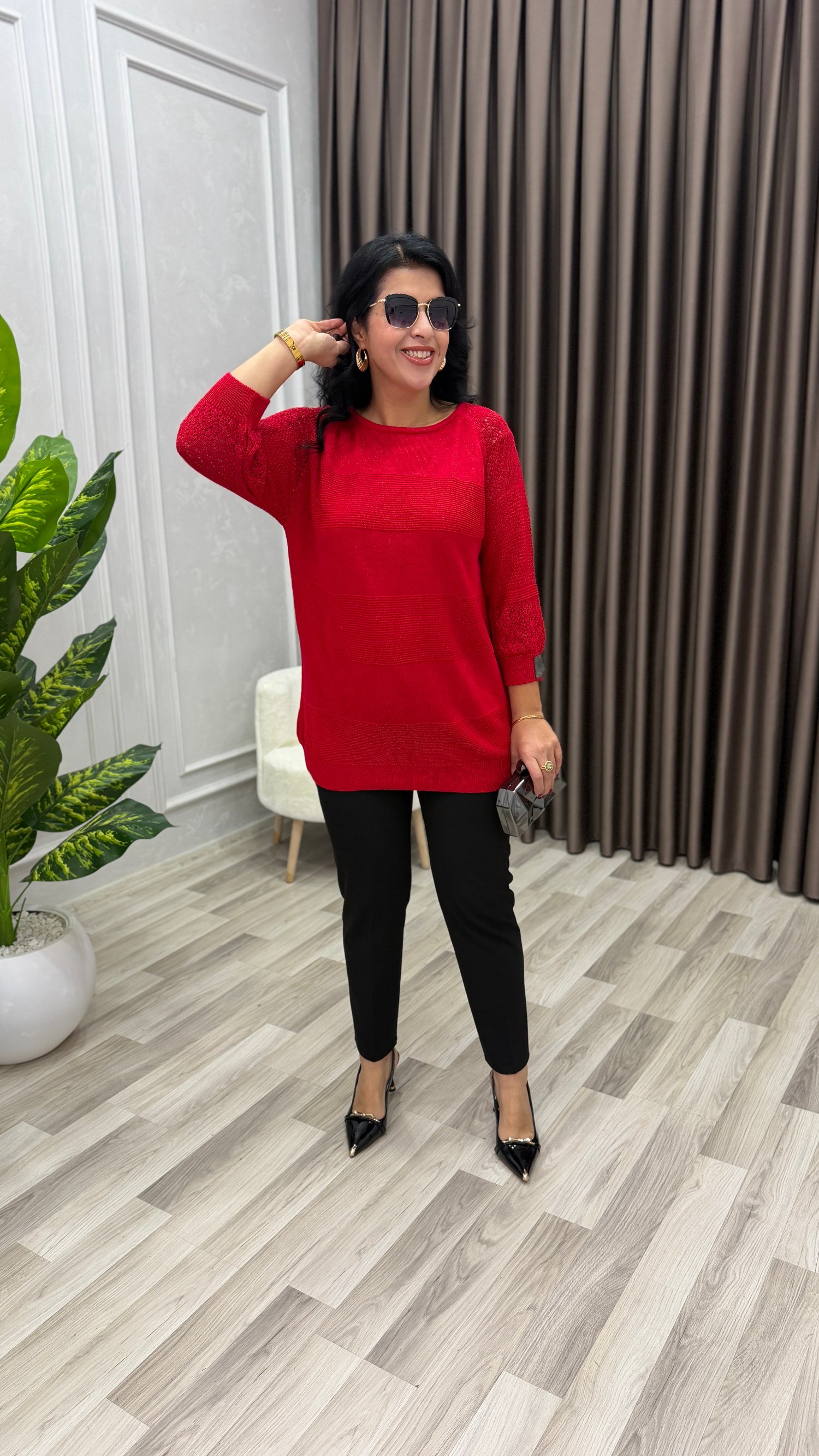 LUNA ELİT TRİKO BLUZ KIRMIZI