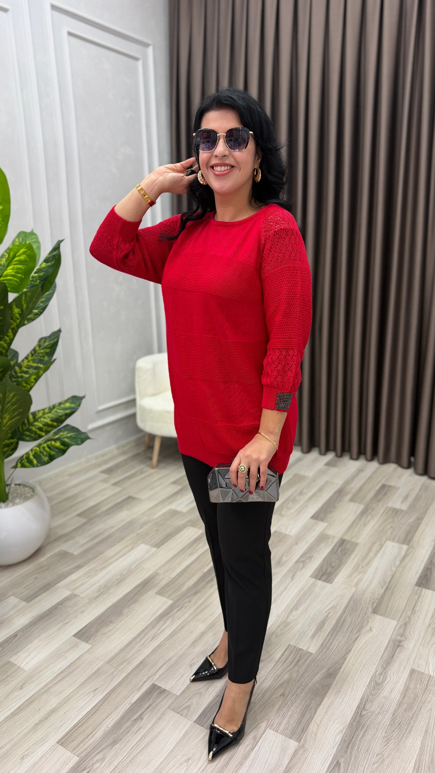 LUNA ELİT TRİKO BLUZ KIRMIZI