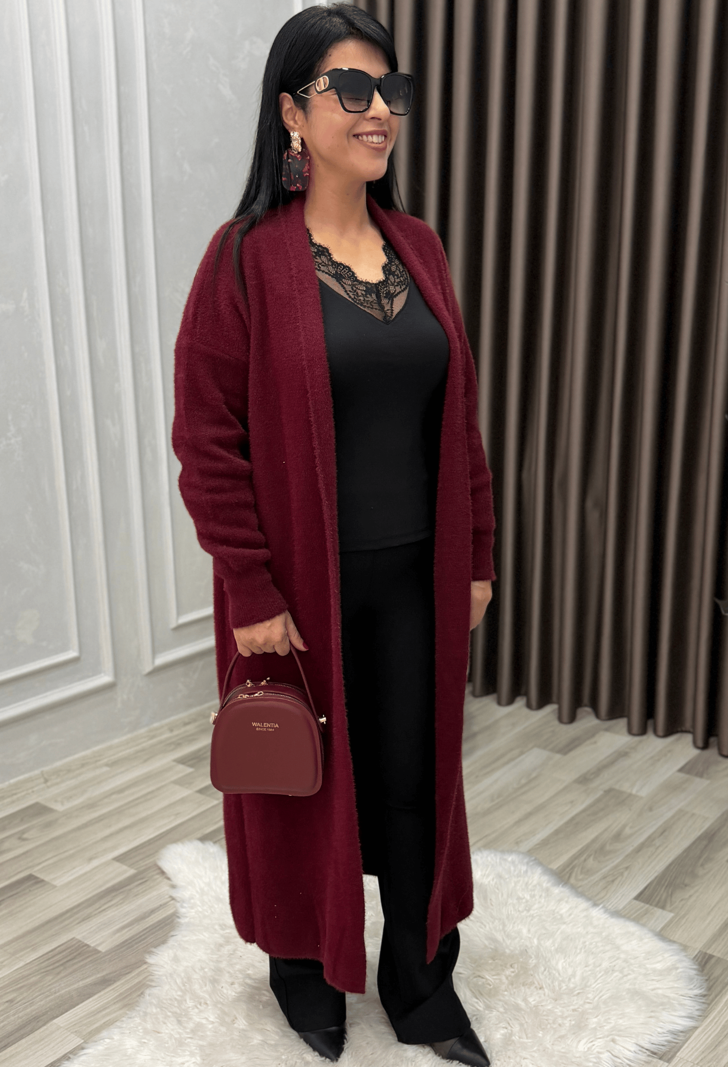 Maison Angora Hırka Bordo