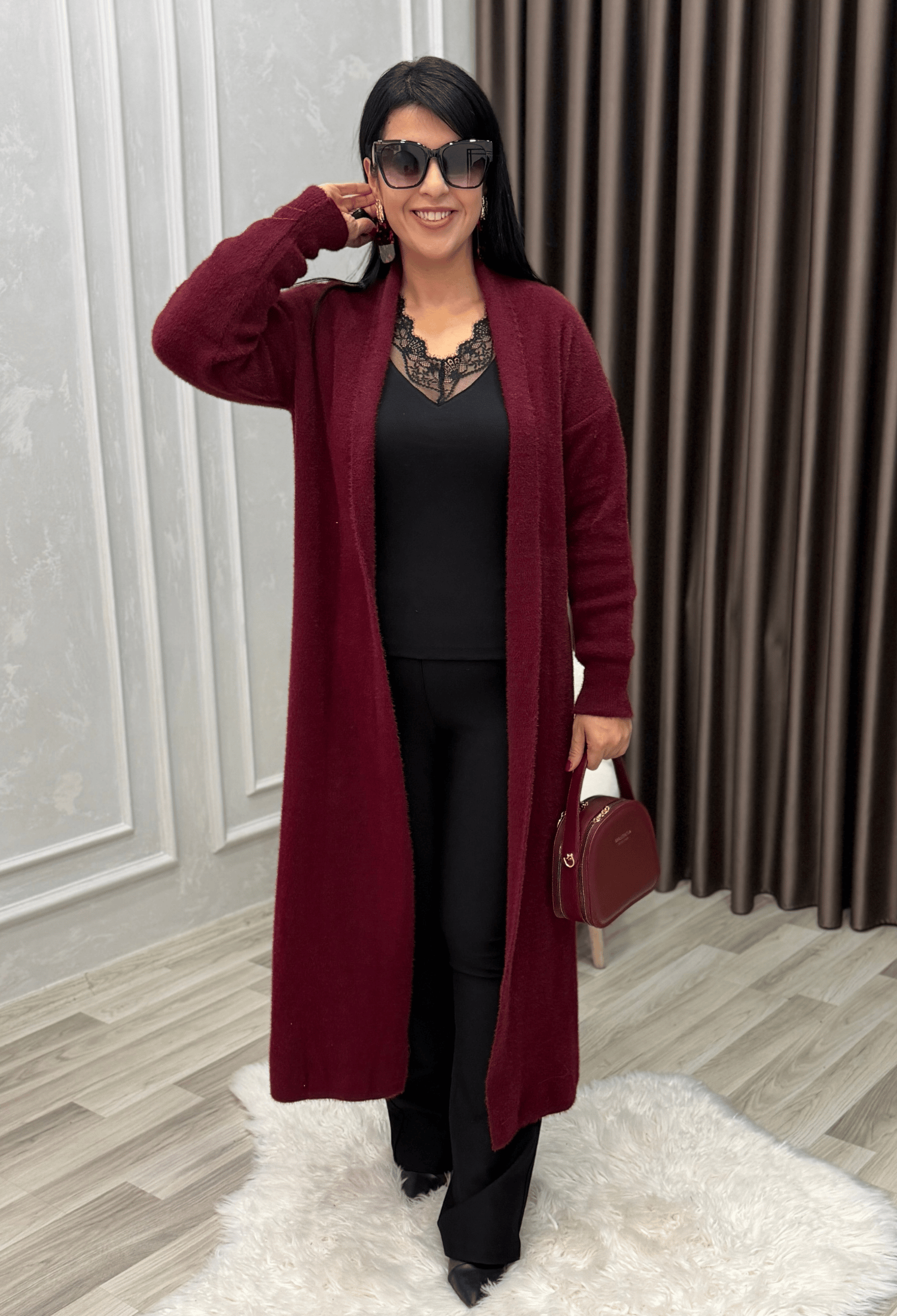 Maison Angora Hırka Bordo