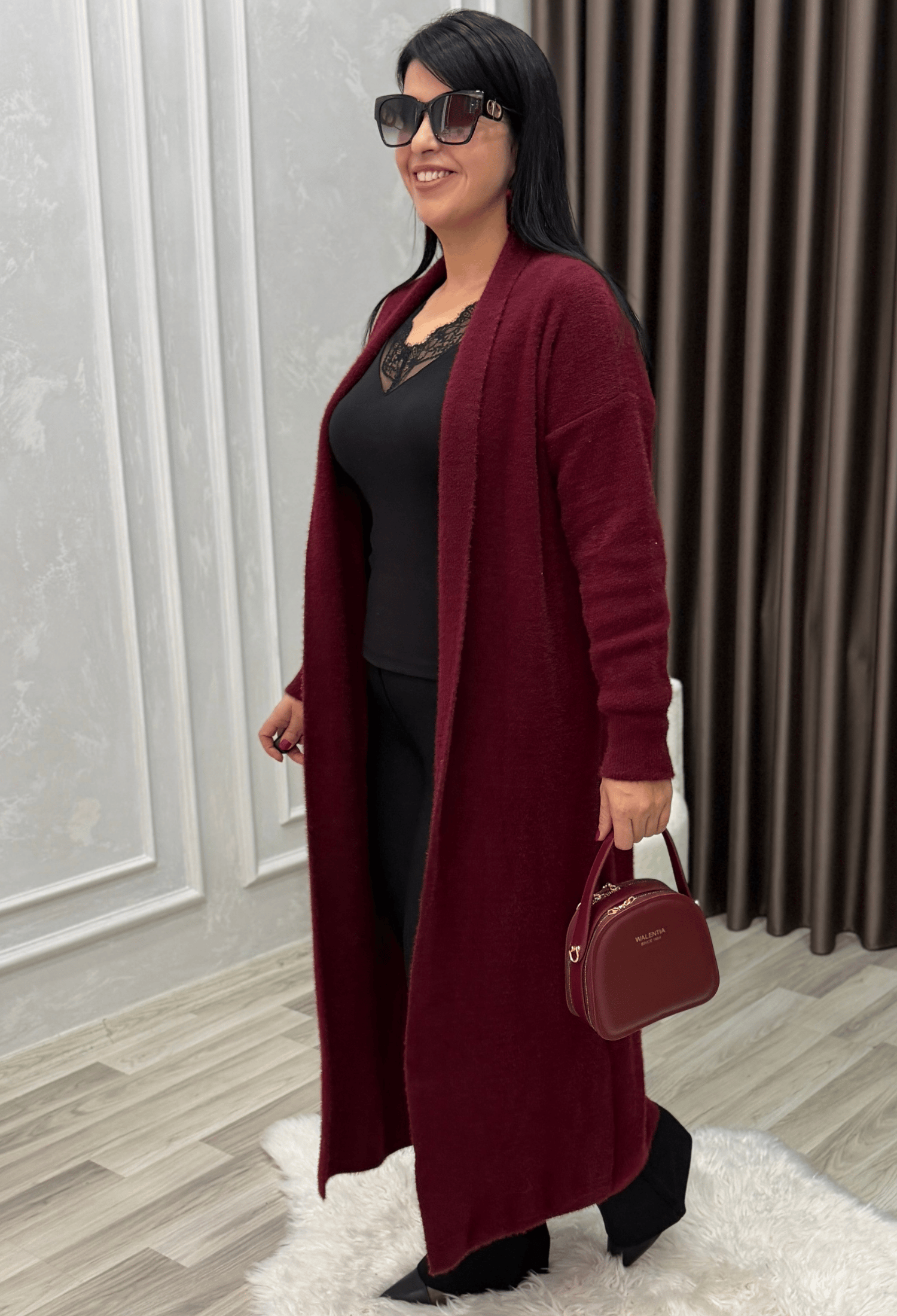 Maison Angora Hırka Bordo