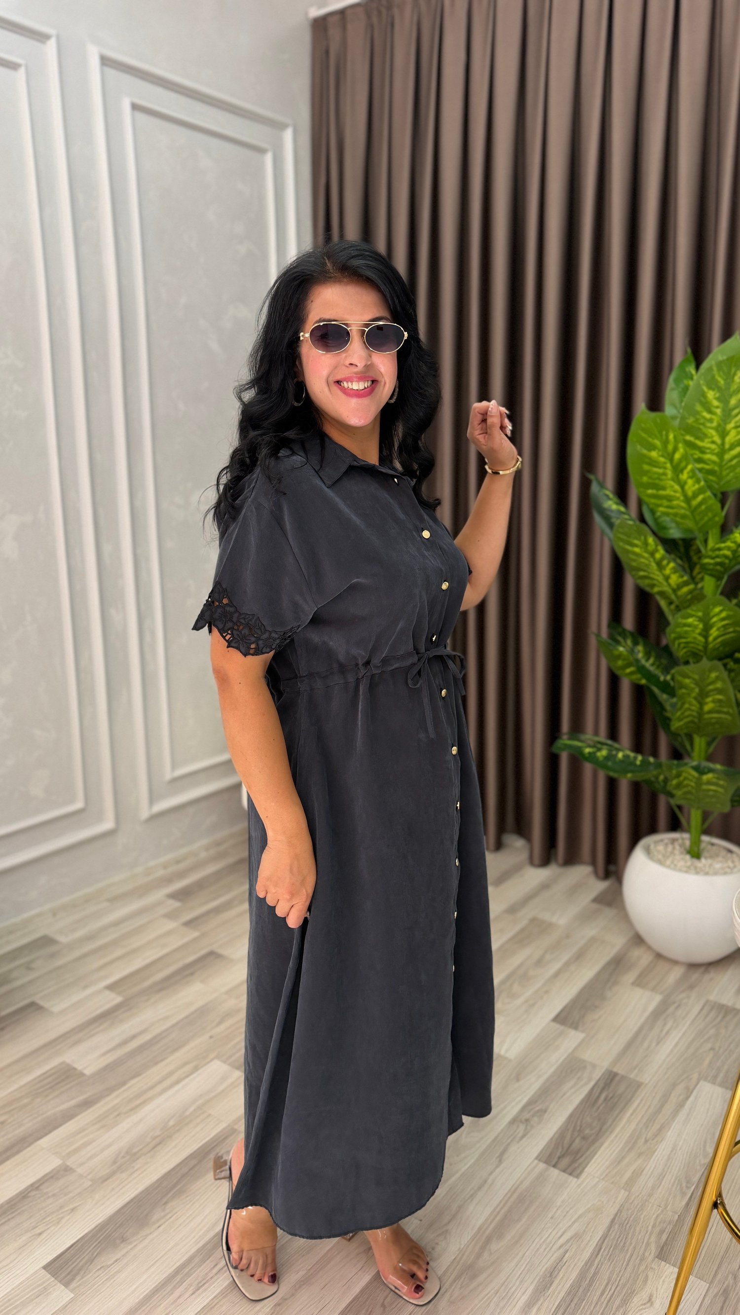 MARELLA TENSEL KUMAŞ PREMIUM ELBİSE SİYAH