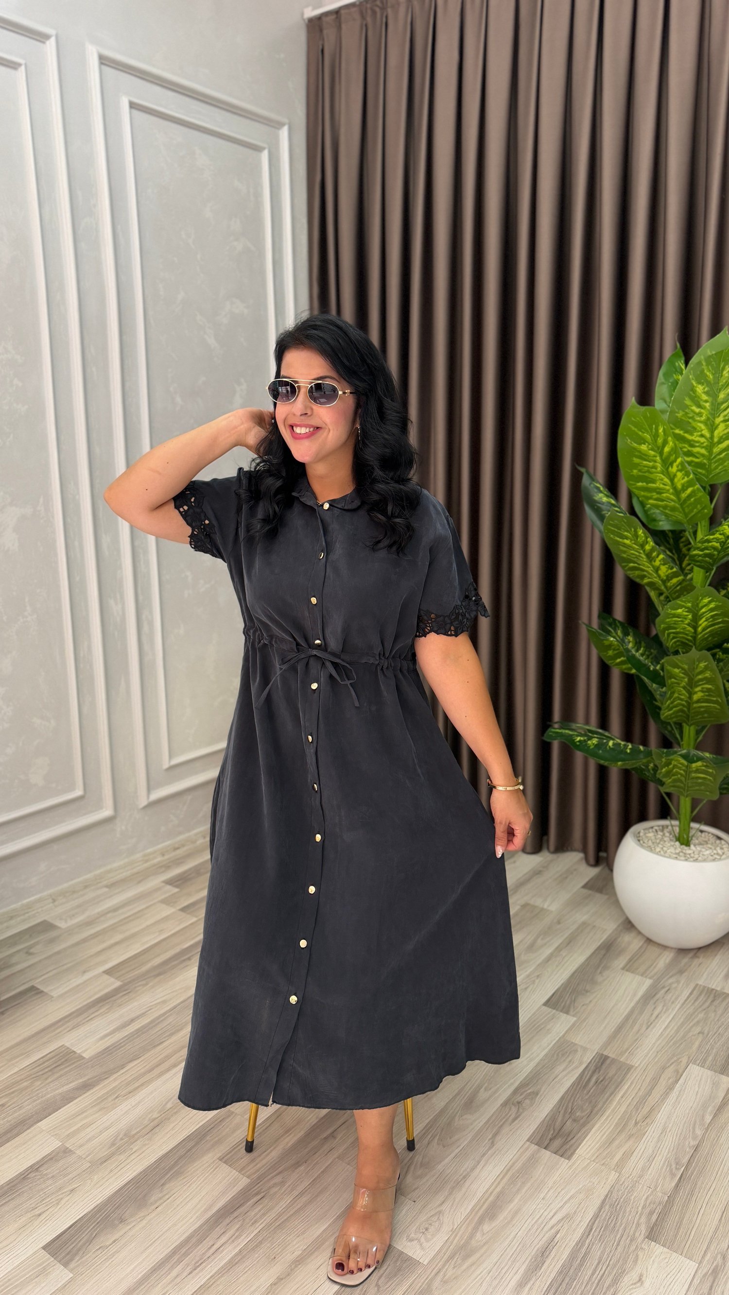 MARELLA TENSEL KUMAŞ PREMIUM ELBİSE SİYAH