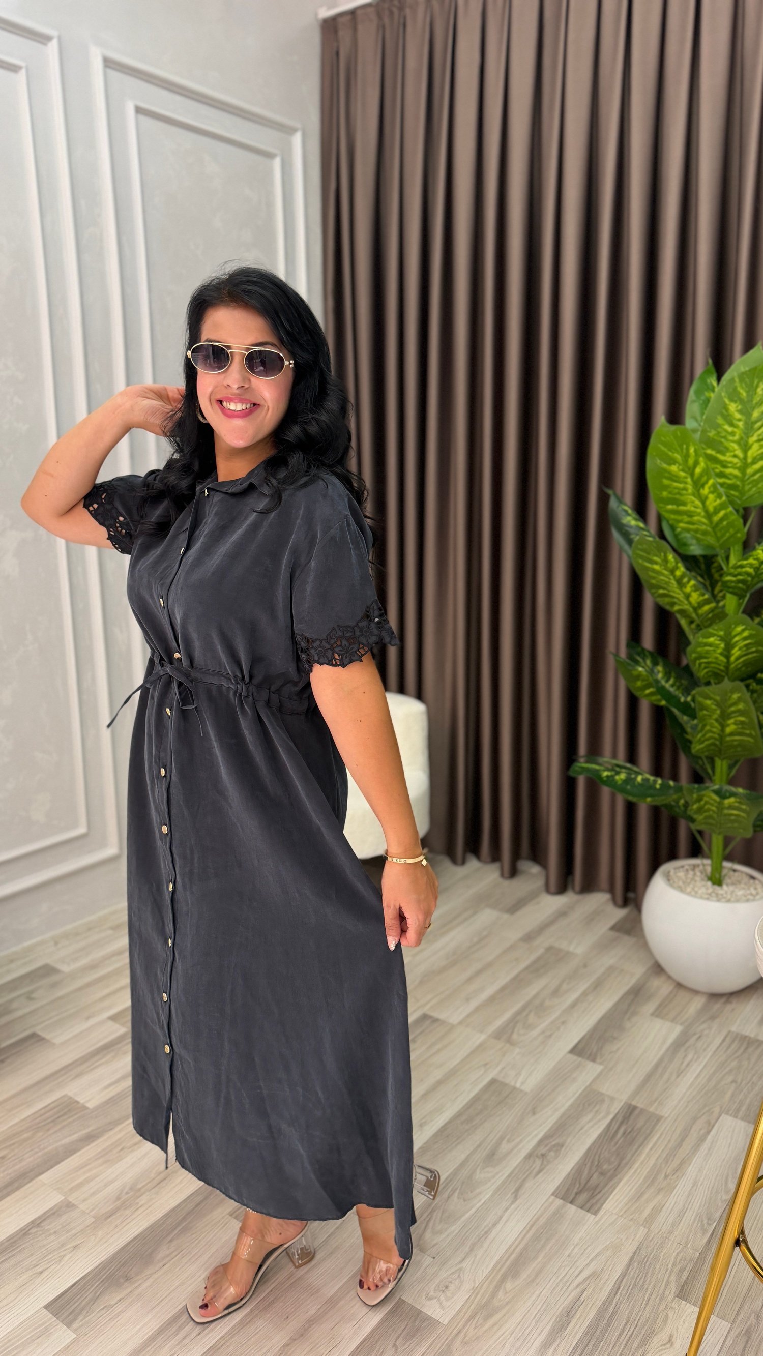 MARELLA TENSEL KUMAŞ PREMIUM ELBİSE SİYAH