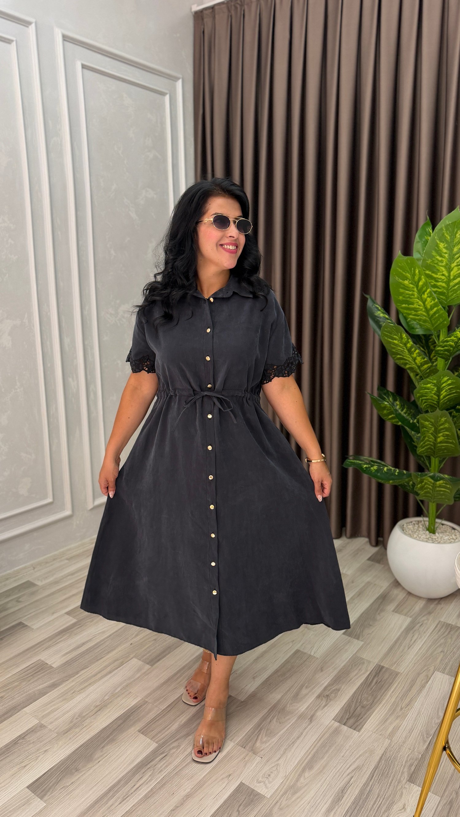 MARELLA TENSEL KUMAŞ PREMIUM ELBİSE SİYAH