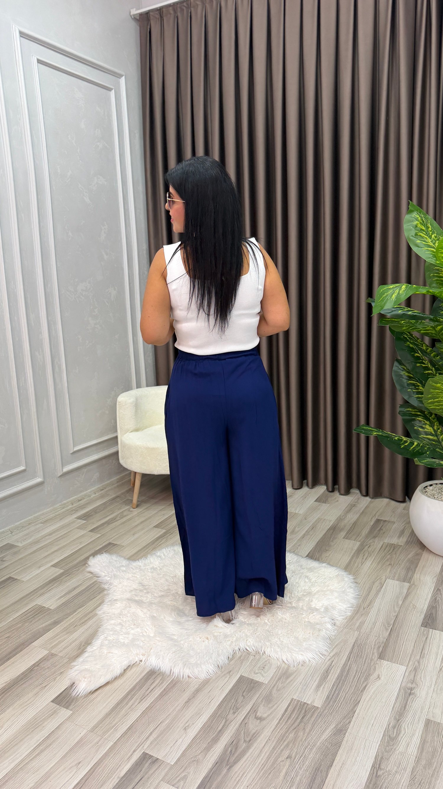 MİRA NAKIŞLI ETEK PANTOLON LACİVERT