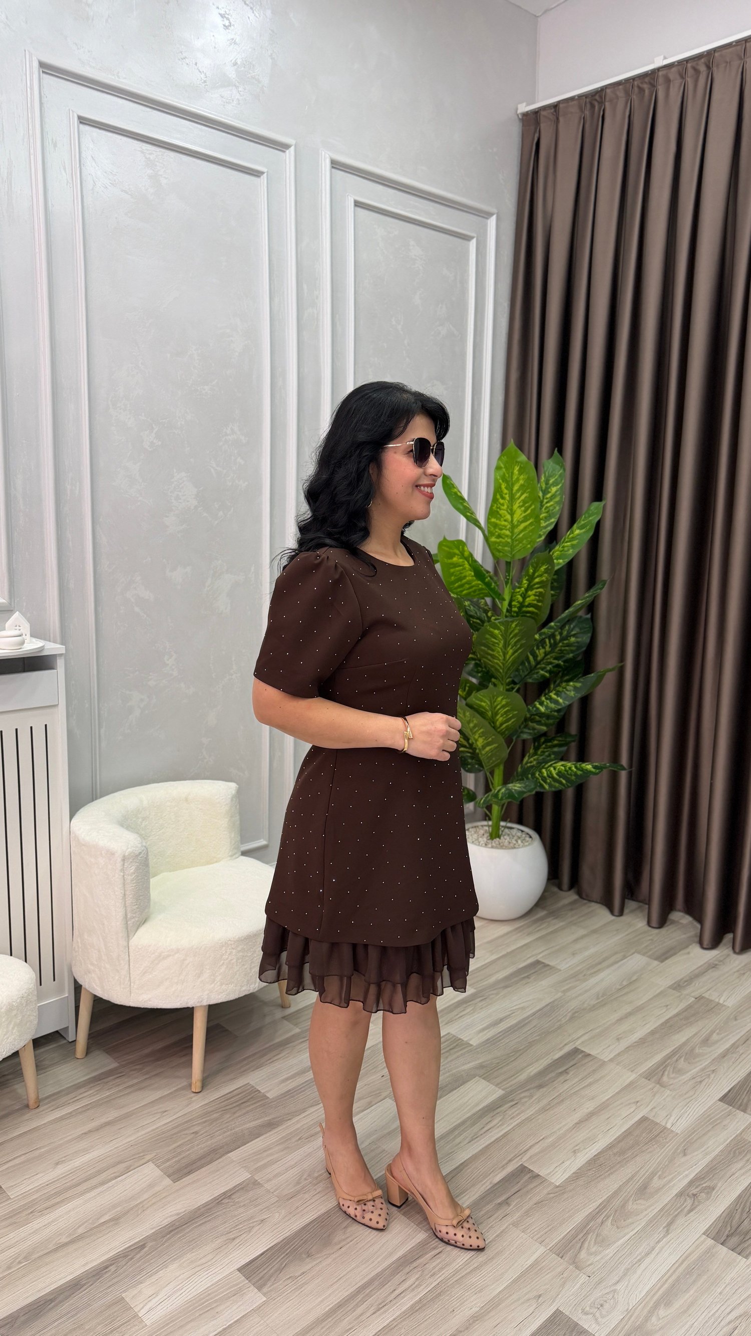 MIRA PREMIUM MIDI ELBİSE KAHVERENGİ