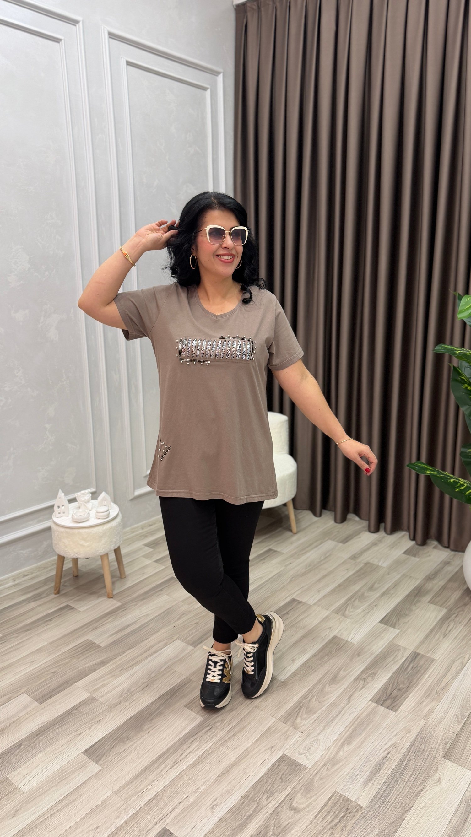 MONA BELLA DROP & PAYET TSHIRT VİZON
