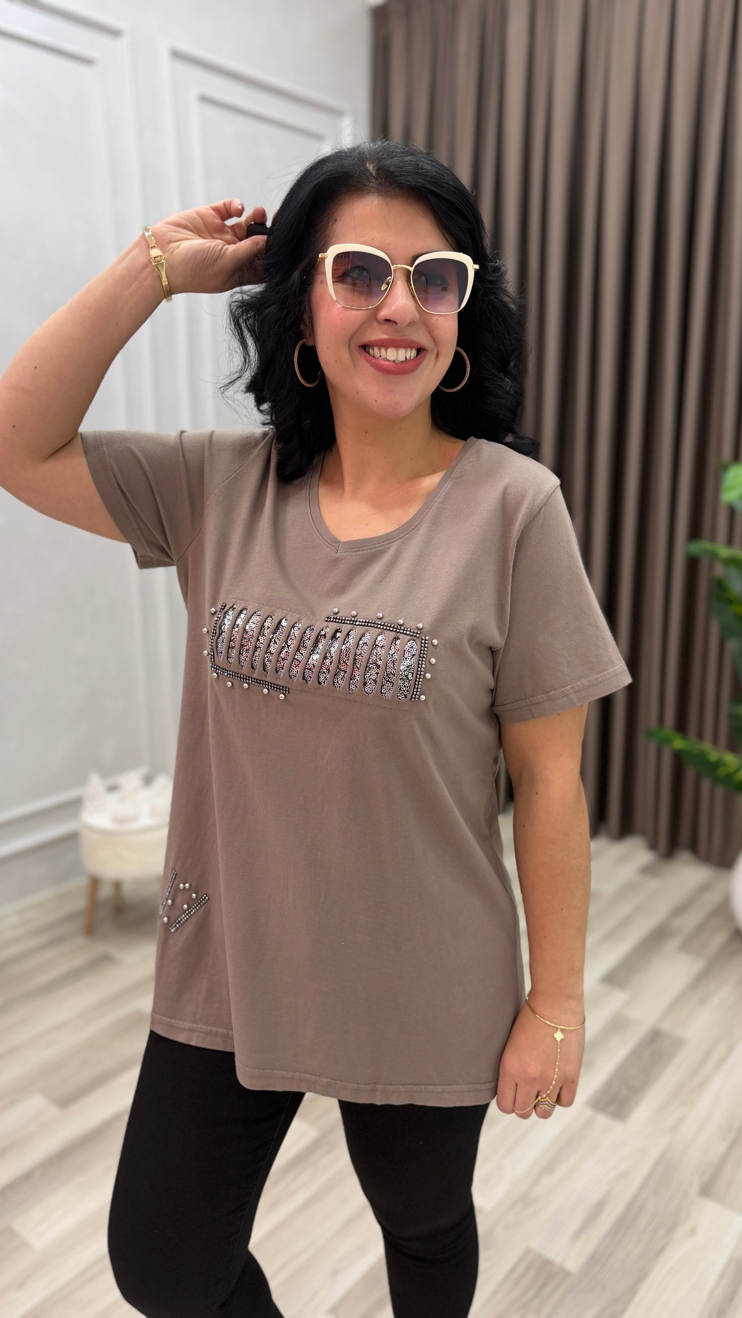 MONA BELLA DROP & PAYET TSHIRT VİZON