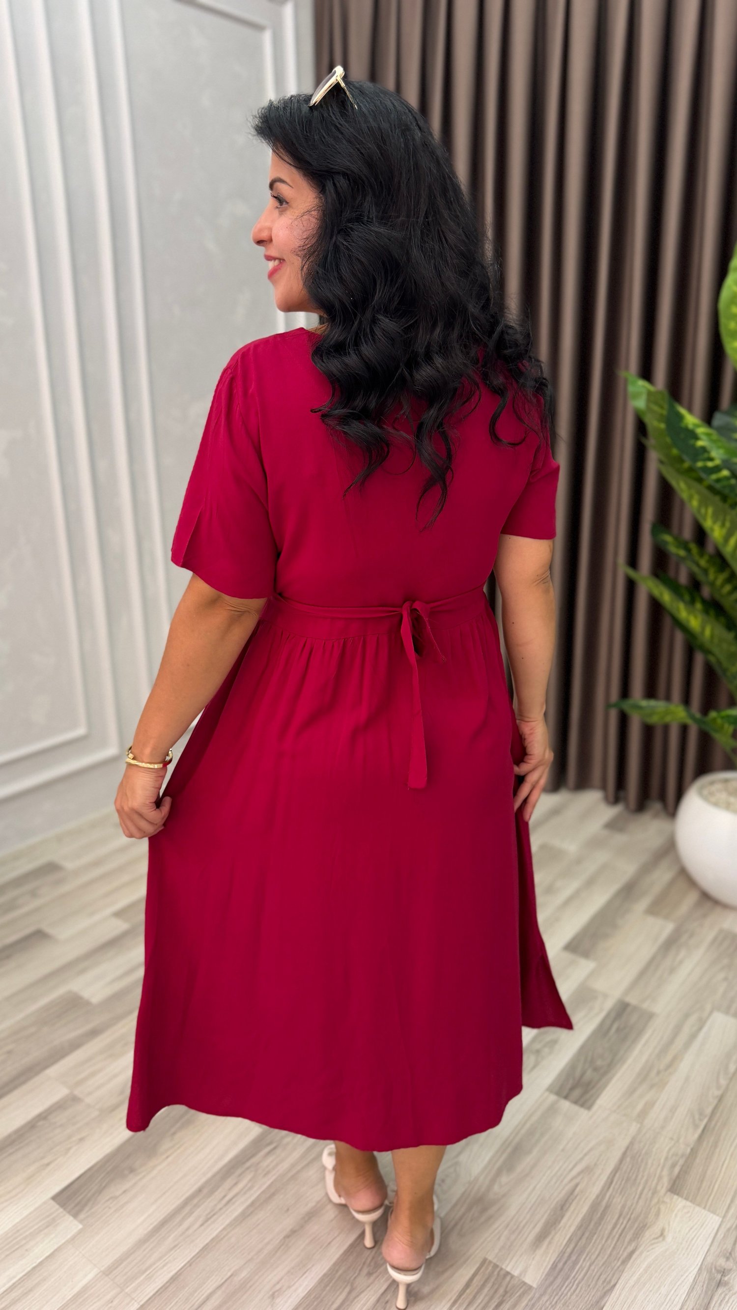 NATURAL TOUCH ELBİSE BORDO