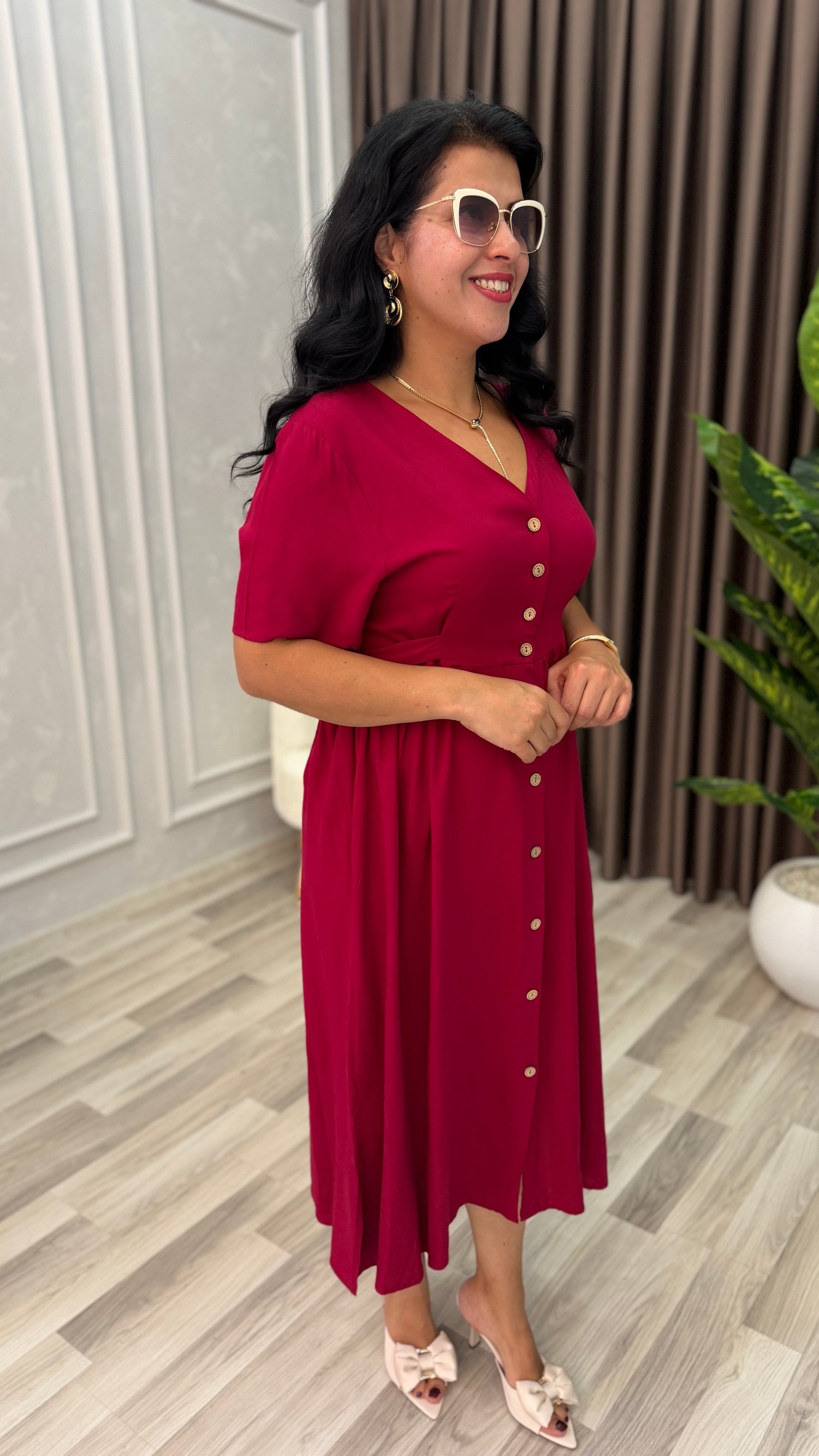 NATURAL TOUCH ELBİSE BORDO