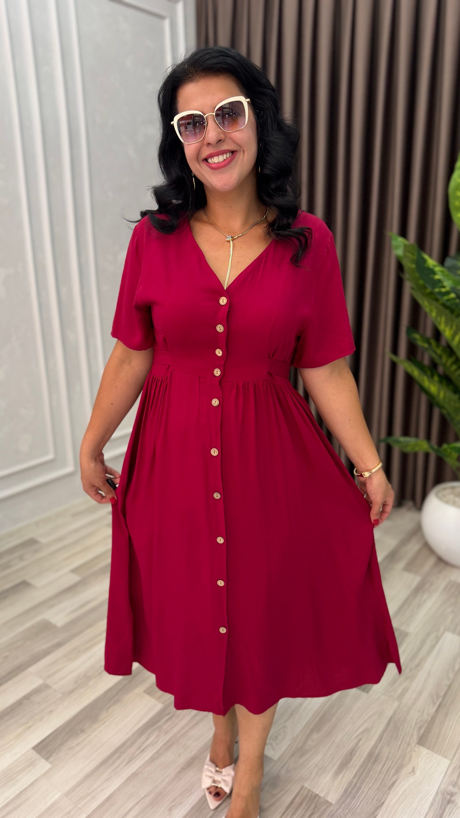 NATURAL TOUCH ELBİSE BORDO