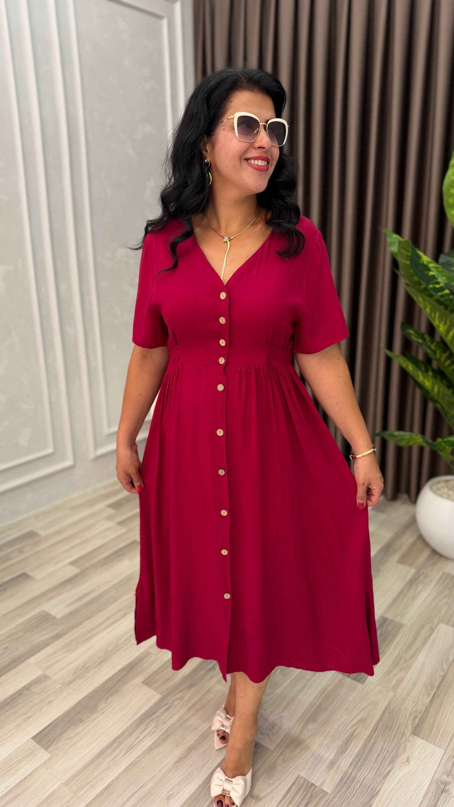NATURAL TOUCH ELBİSE BORDO